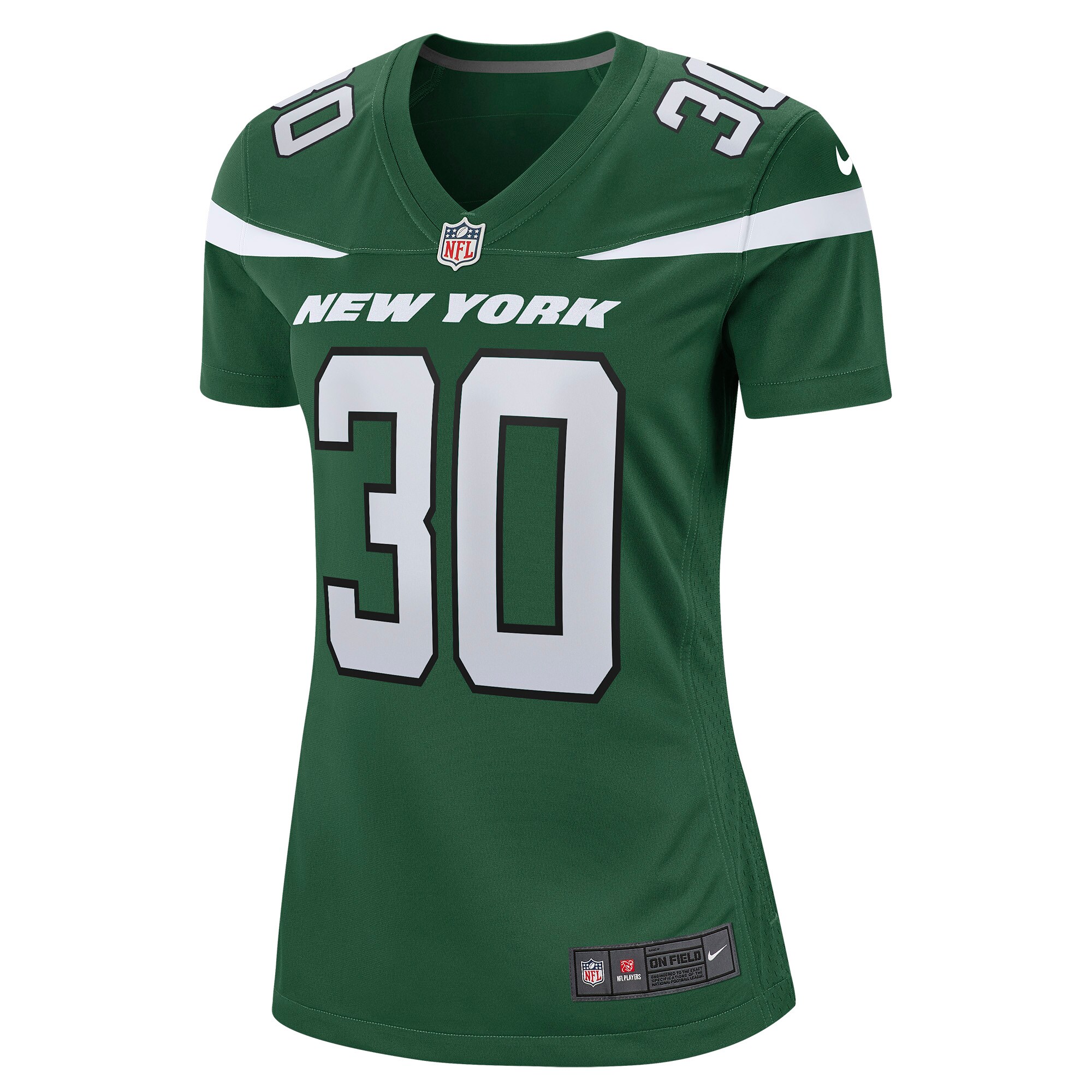 Michael Carter II New York Jets  Women's Game Jersey - Gotham Green