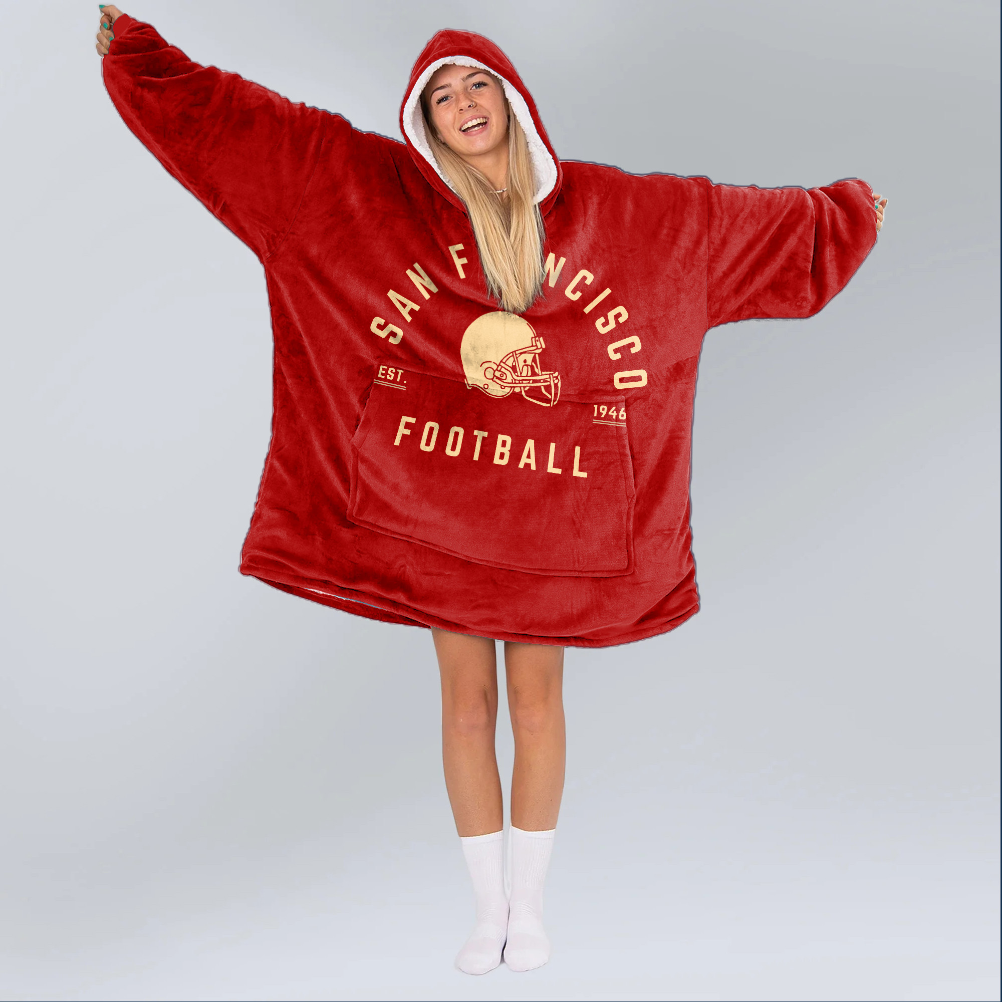 Adult San Francisco 49ers Football Unisex Blanket Hoodie
