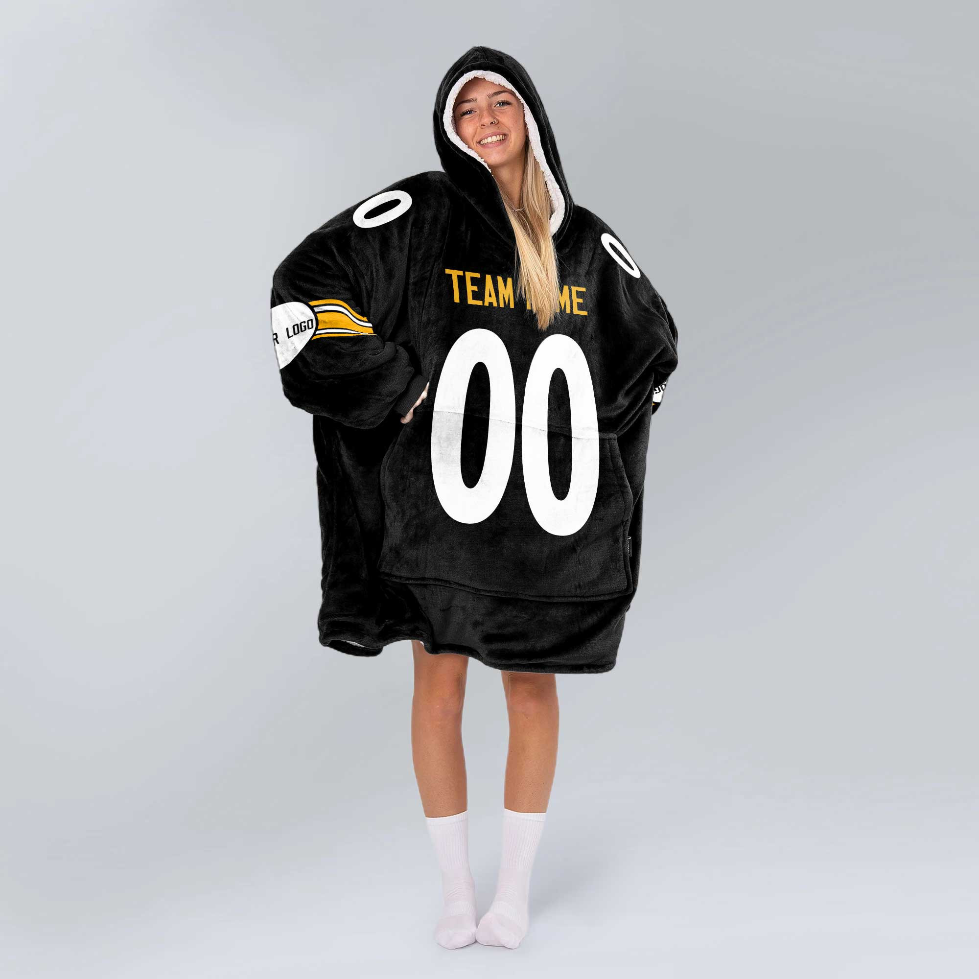 Adult Custom Blanket Hoodie Pittburgh Inspired Color