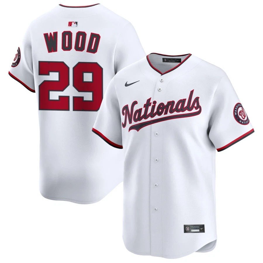 Men's Washington Nationals James Wood #29  White MLB Jersey