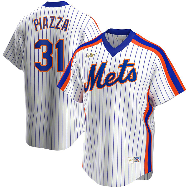Men's  New York Mets #31 Mike Piazza Home Cooperstown Collection Player White MLB Jersey
