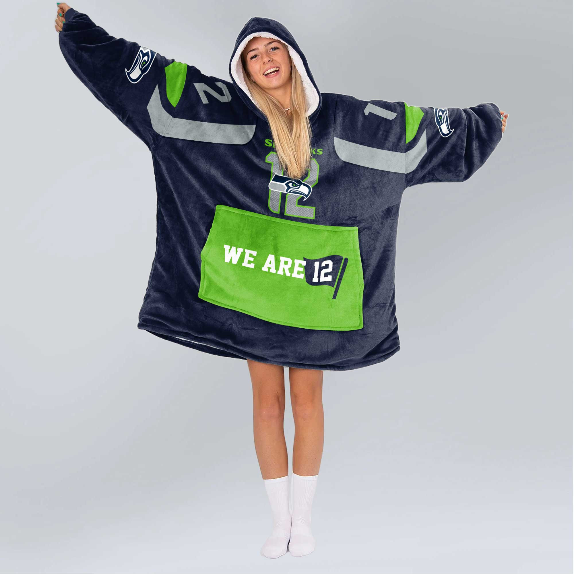 Adult We Are 12 Seattle Football Unisex Blanket Hoodie