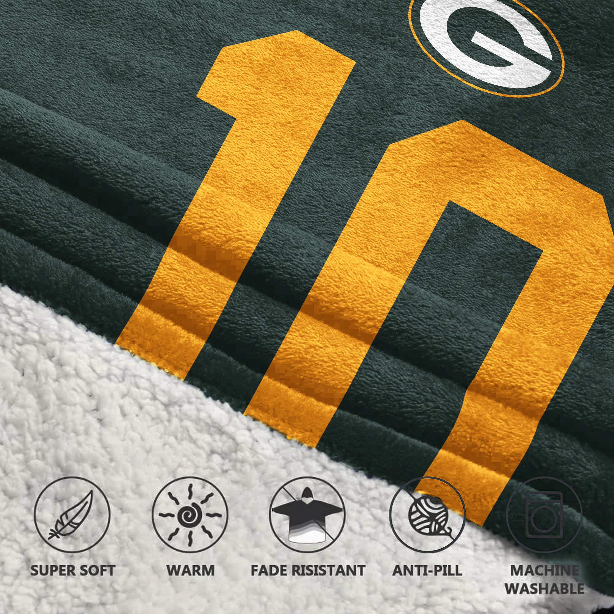 Adult J.L. 10 Green Bay Football Unisex Blanket Hoodie