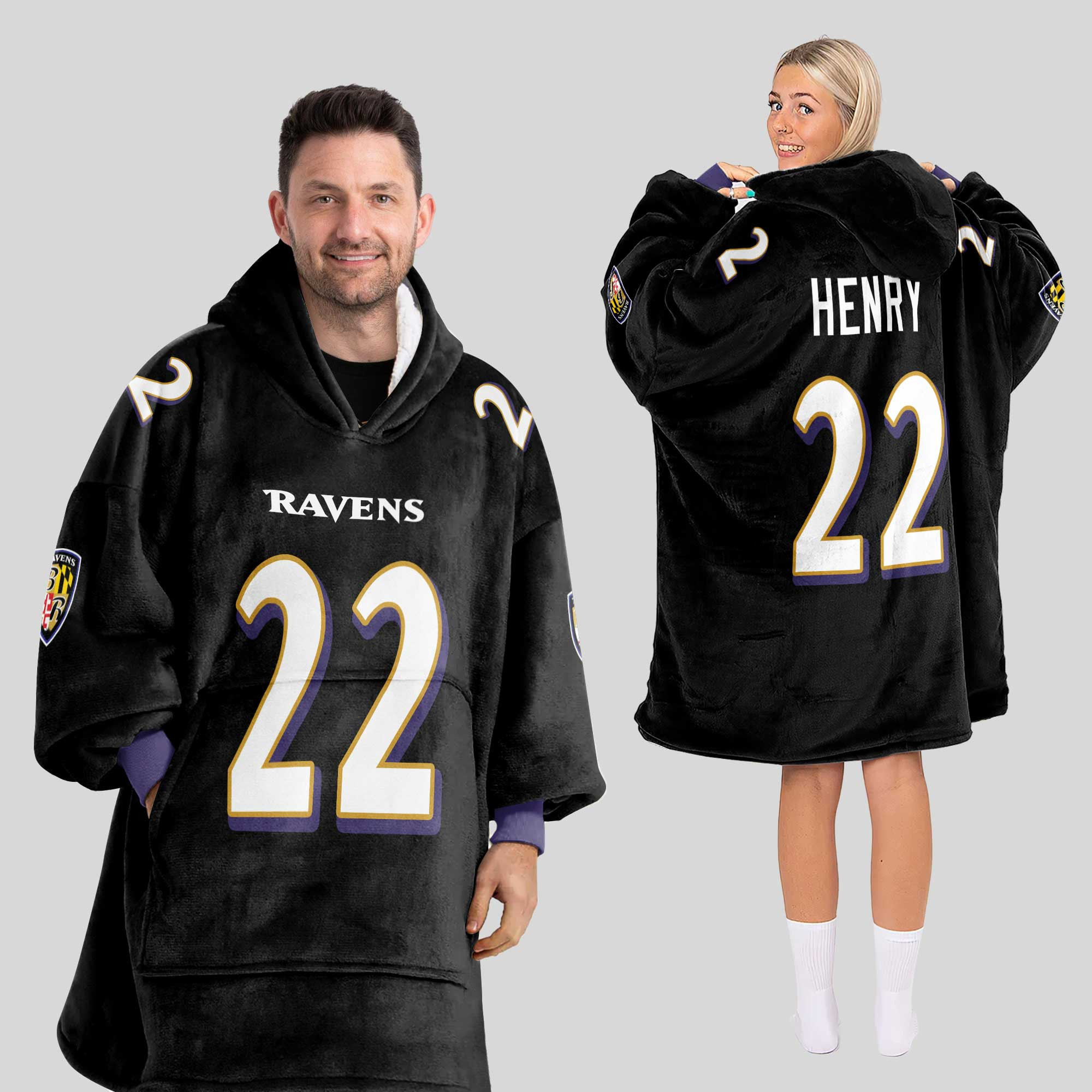 Adult 22 Baltimore Football Unisex Blanket Hoodie