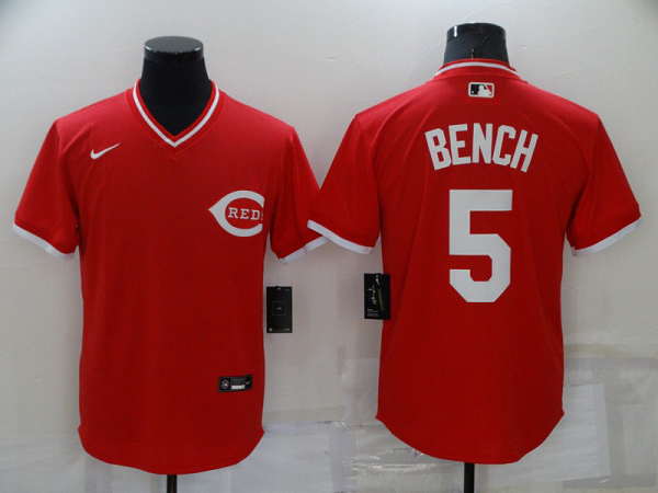 Men's  Cincinnati Reds #5 Johnny Bench Red Cool Base Stitched MLB Jersey
