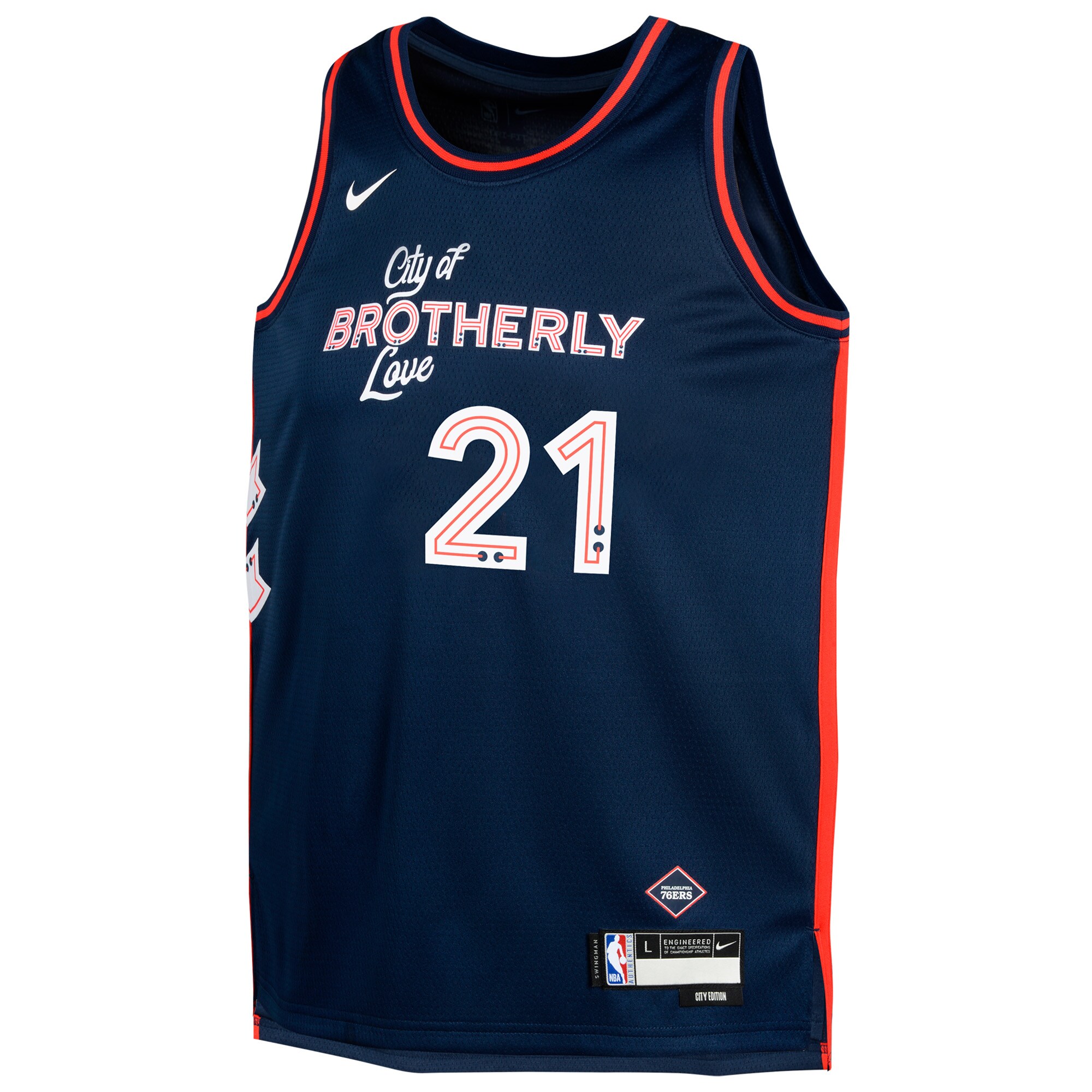 Youth Philadelphia 76ers Joel Embiid  Navy 2023/24 Swingman Replica Jersey - City Edition