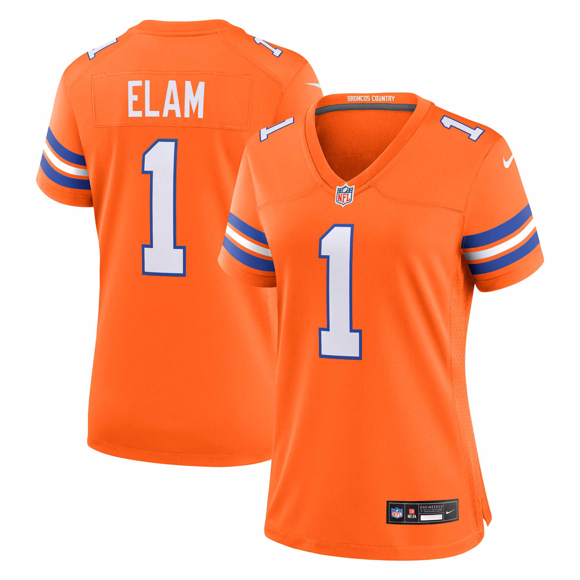 Jason Elam Denver Broncos Women's Mile High Collection 1977 Throwback Retired Player Game Jersey - Orange