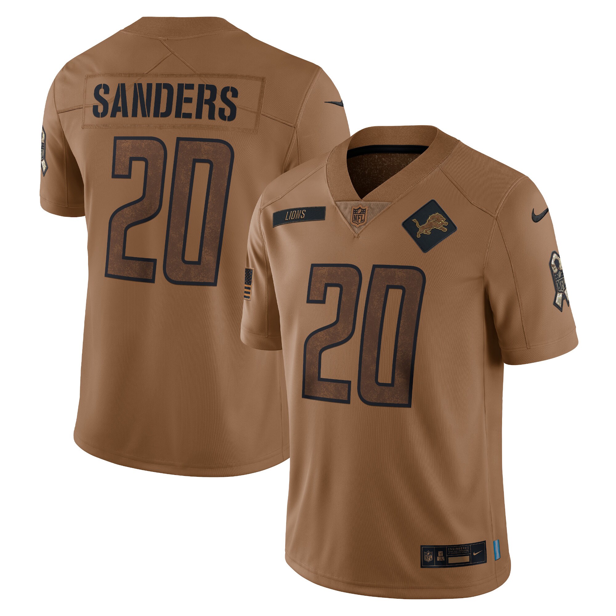 Barry Sanders Detroit Lions  2023 Salute To Service Retired Player Limited Jersey - Brown