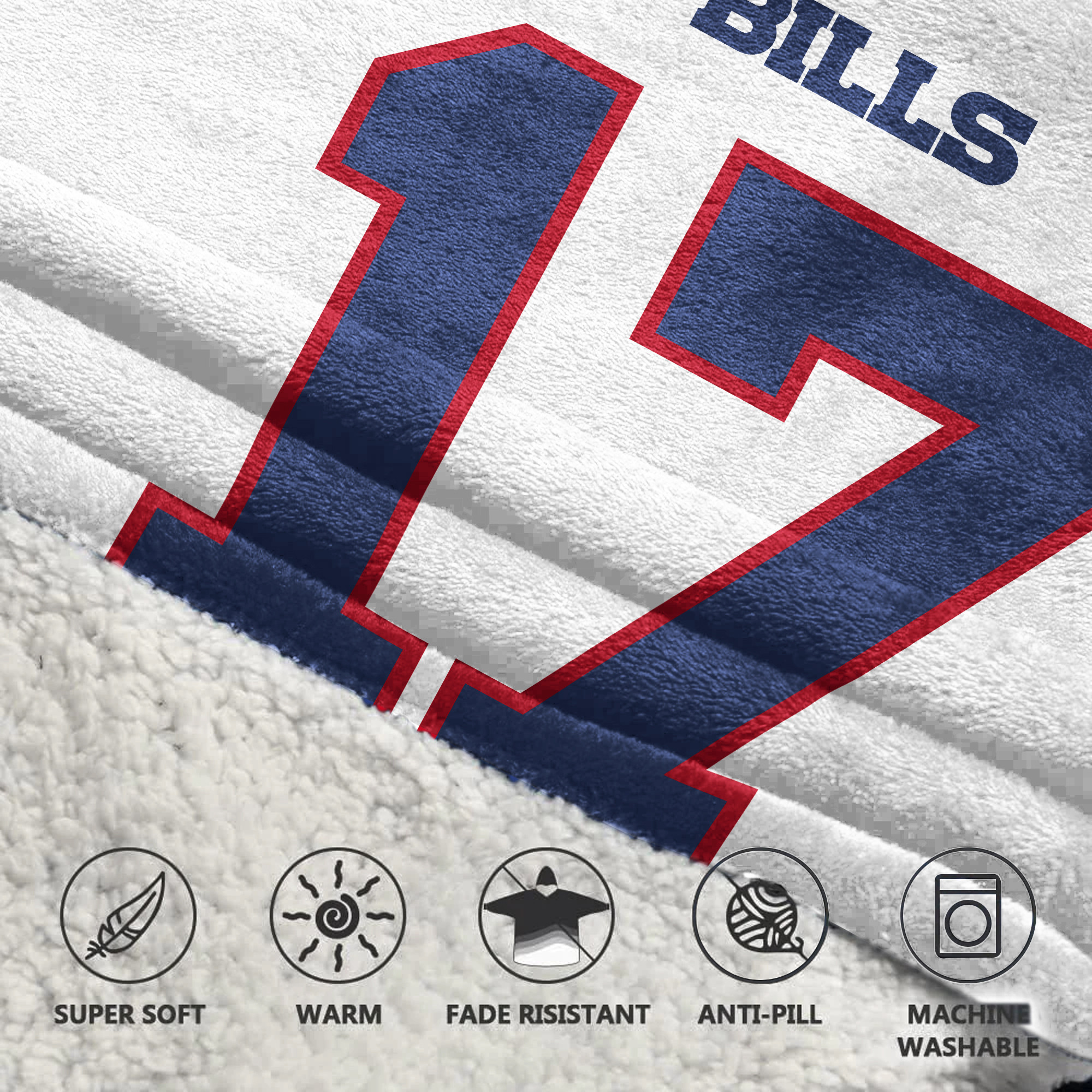 Adult 17 Buffalo Football Unisex Blanket Hoodie