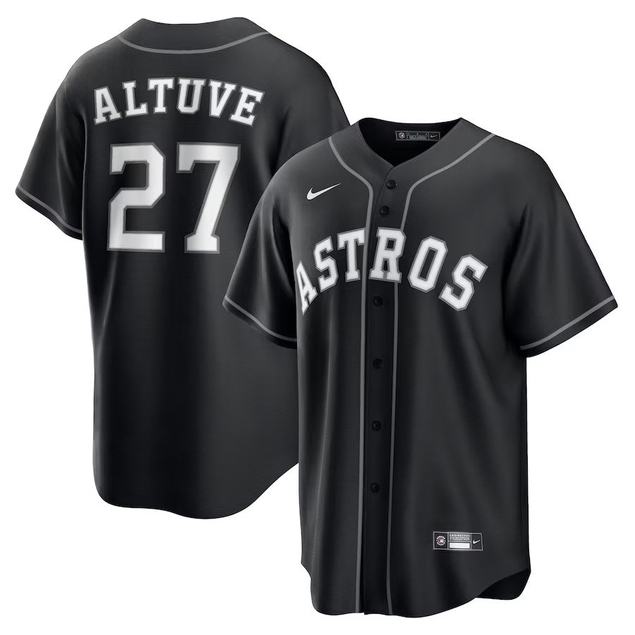 Men's Houston Astros #27 Jose Altuve  Black Player Jersey