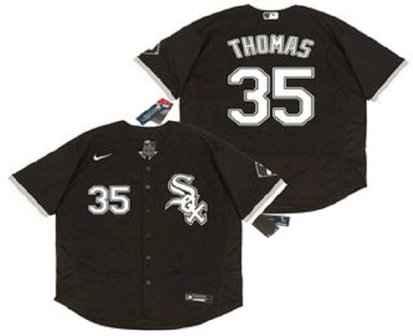 Men's Chicago White Sox #35 Frank Thomas Black Stitched MLB Flex Base  Jersey