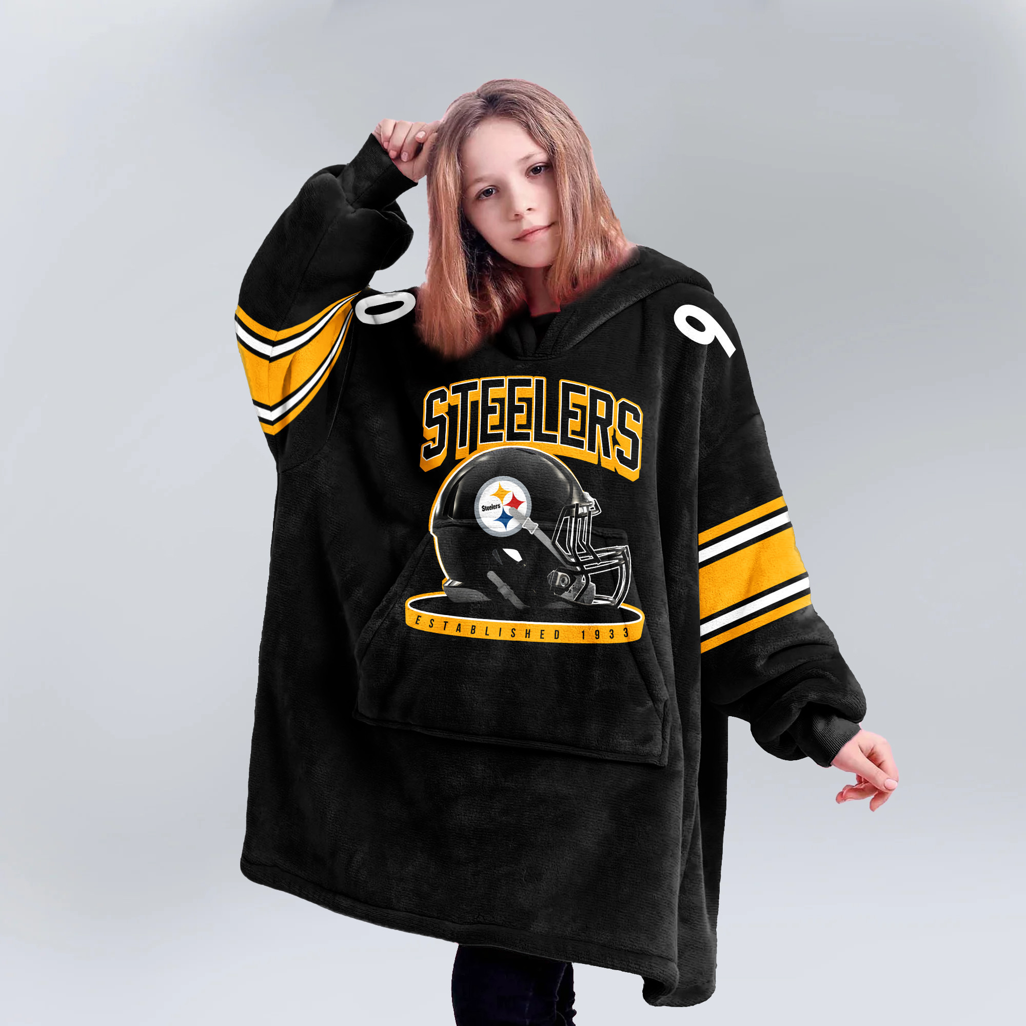 Adult 90 Pittsburgh Football Unisex Blanket Hoodie