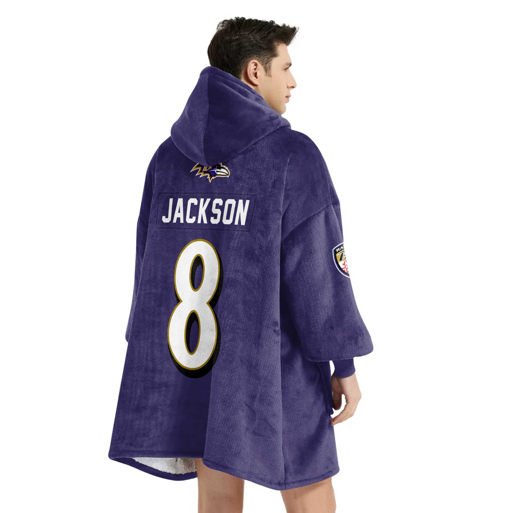 Adult L.J 8 Baltimore Football Unisex Blanket Hoodie