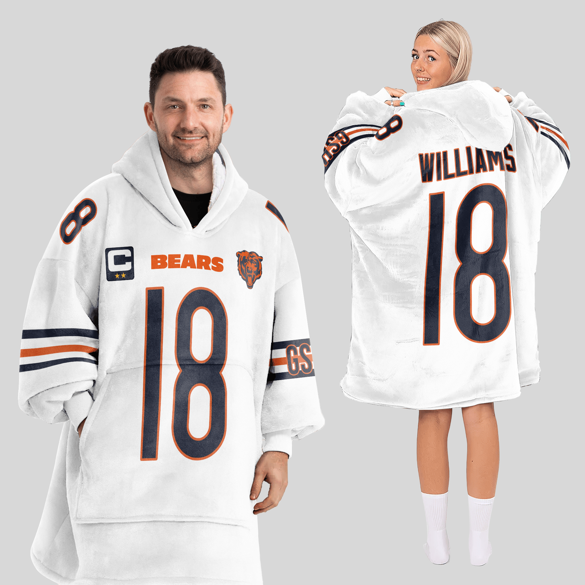 Adult C.W 18 Captain Chicago Football Unisex Blanket Hoodie