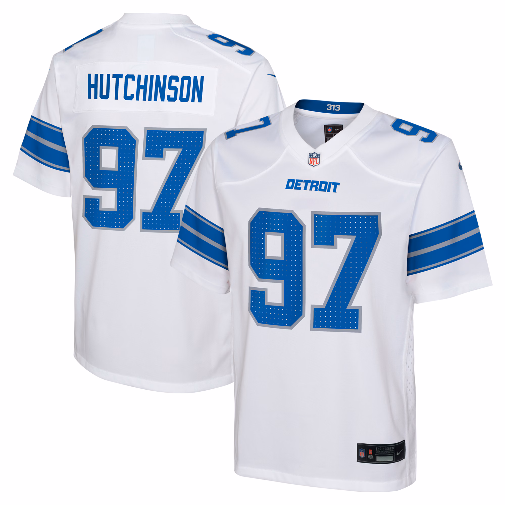 Aidan Hutchinson Detroit Lions Youth Team Player Game Jersey - Blue