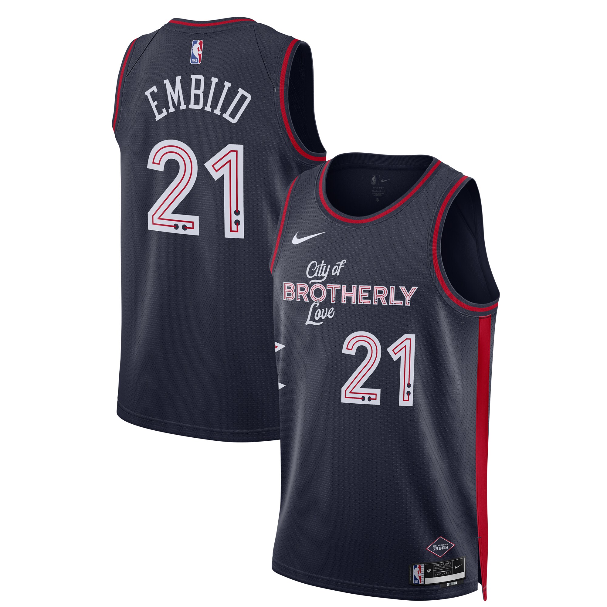 Unisex Philadelphia 76ers Joel Embiid  Navy 2023/24 Swingman Jersey - City Edition