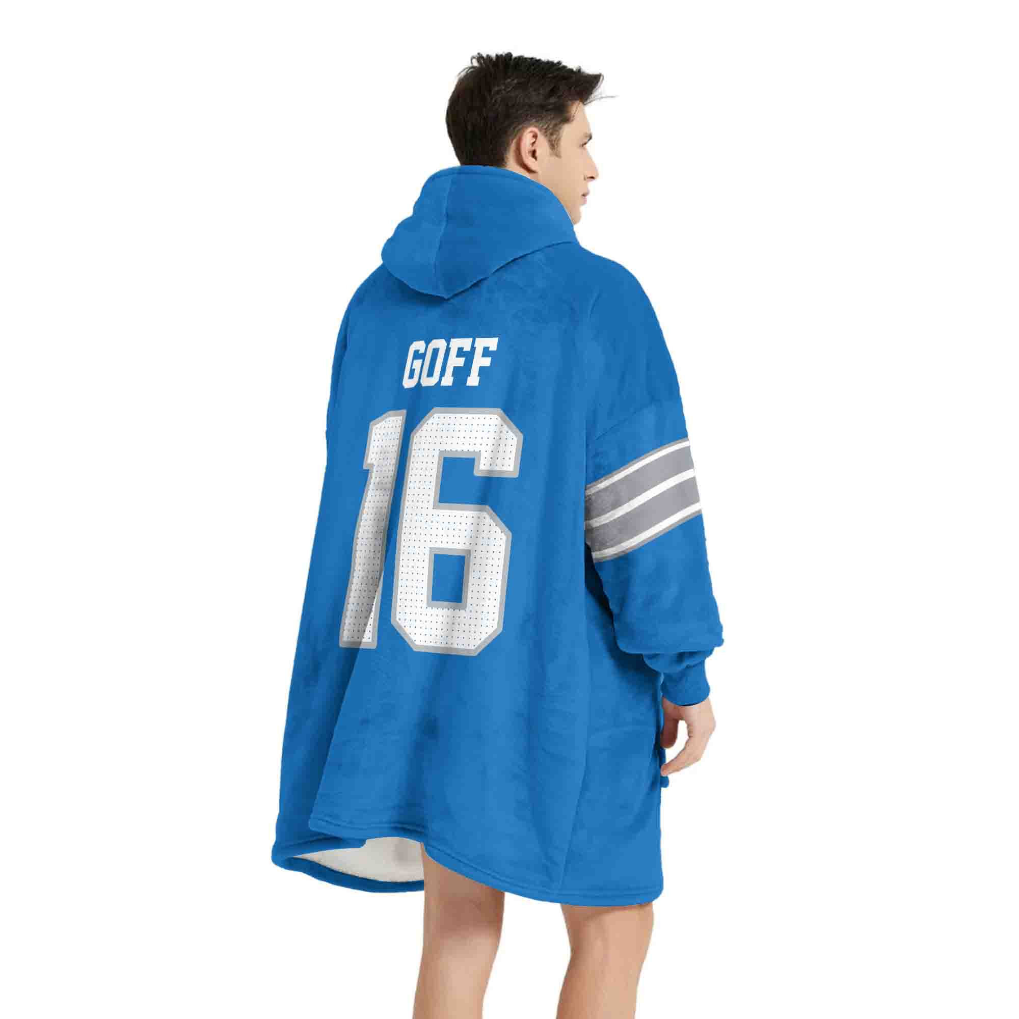 Adult JG 16 Detroit Football Unisex Blanket Hoodie