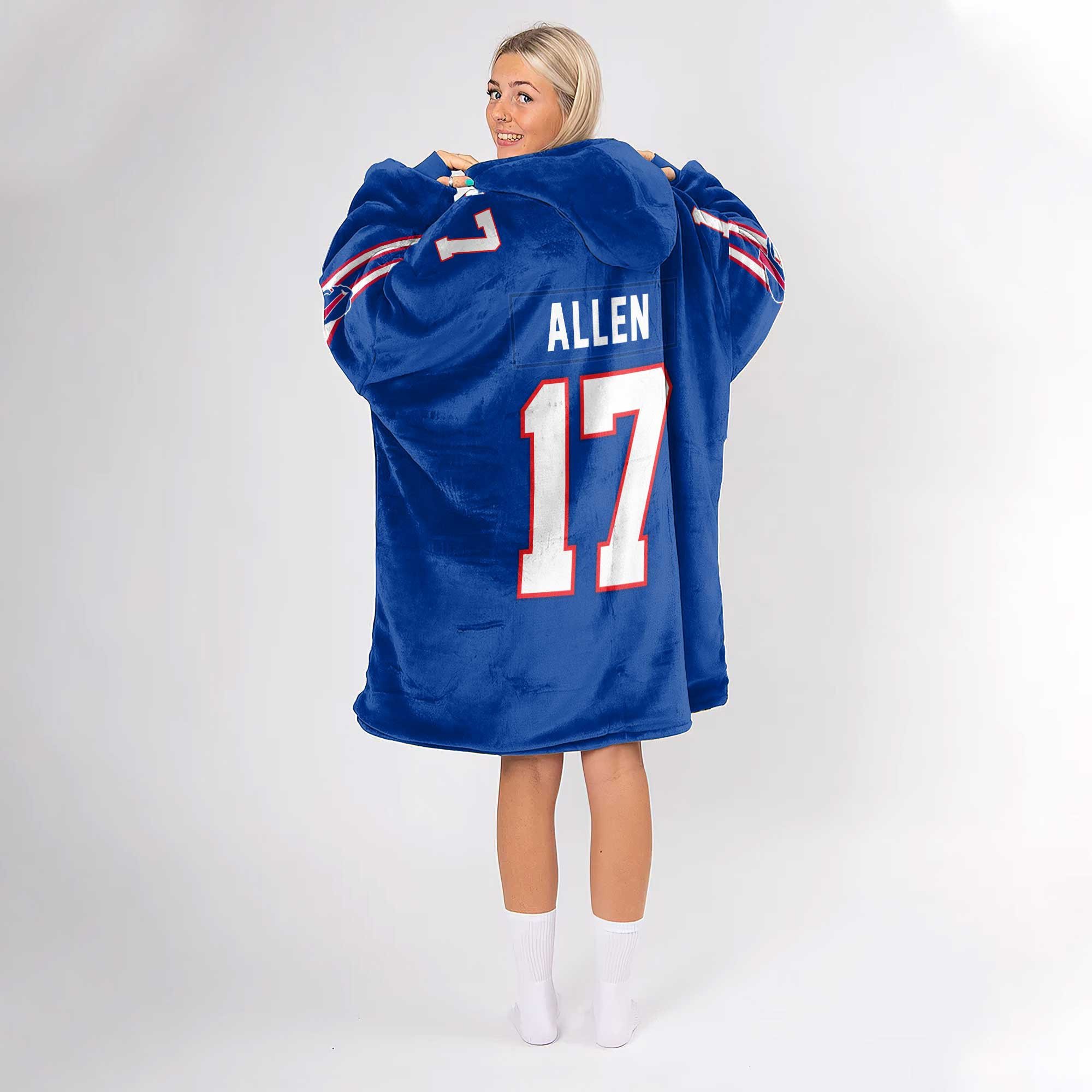 Adult 17 Buffalo Football Unisex Blanket Hoodie