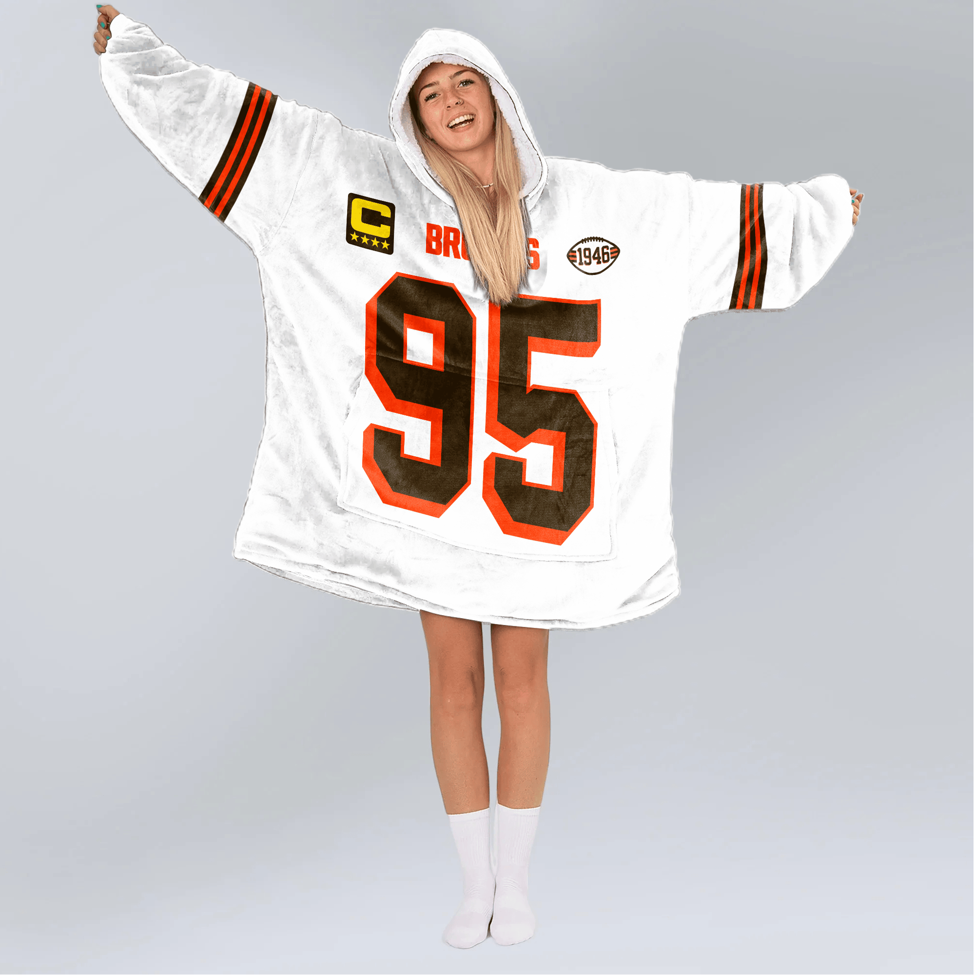Adult M.G 95 Captain Cleveland Football Unisex Blanket Hoodie