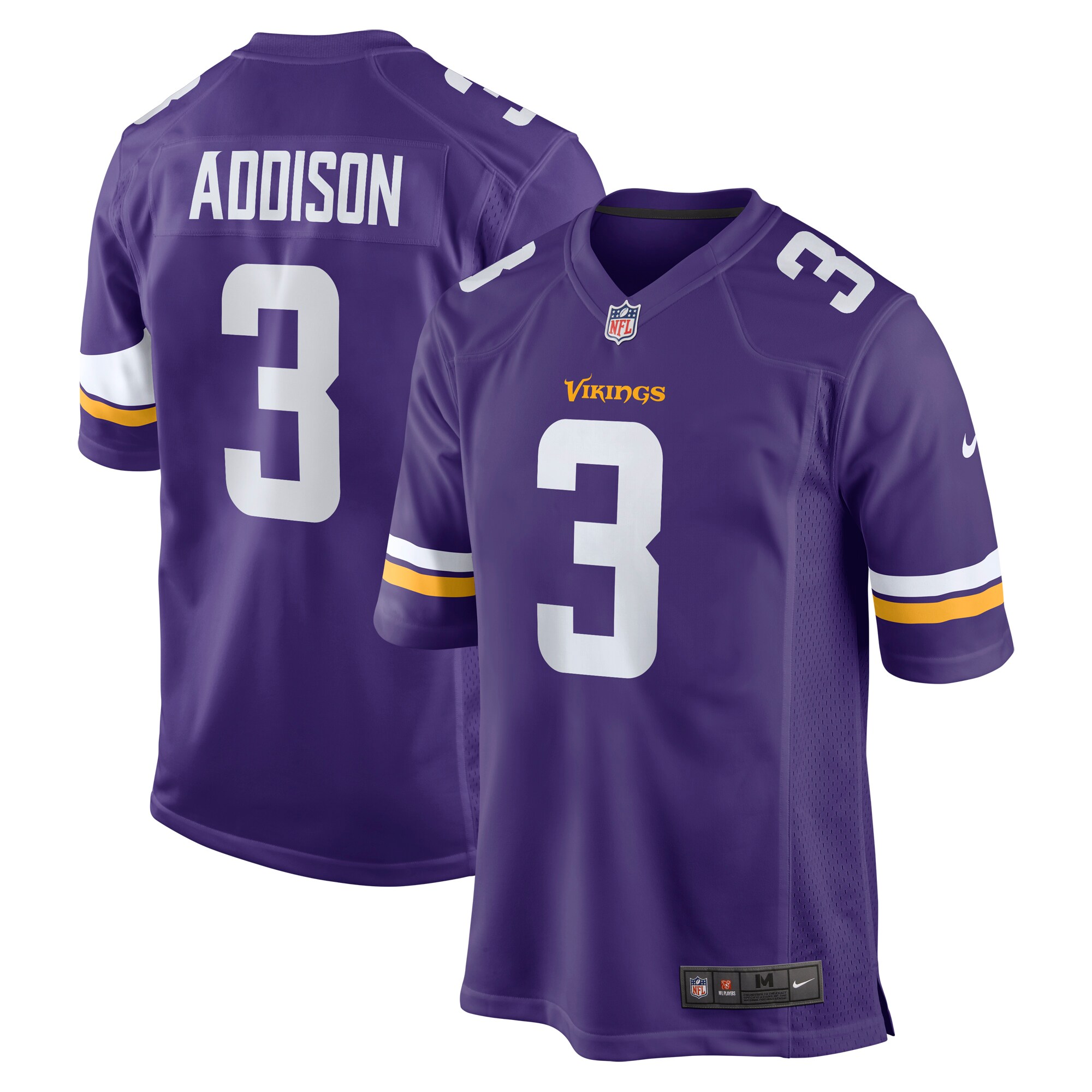 Addison Minnesota Vikings  2023 NFL Draft First Round Pick Game Jersey - Purple