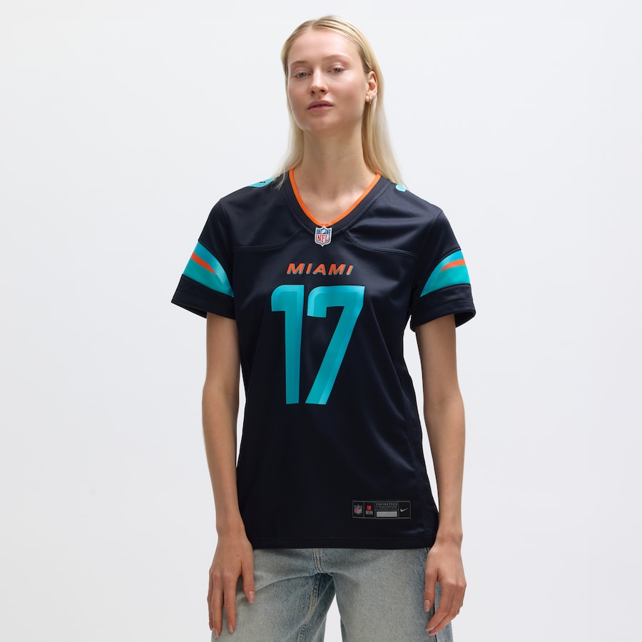 Jaylen Waddle #17 Miami Dolphins Women's 2025 Rivalries Collection Game Jersey - Pitch Blue