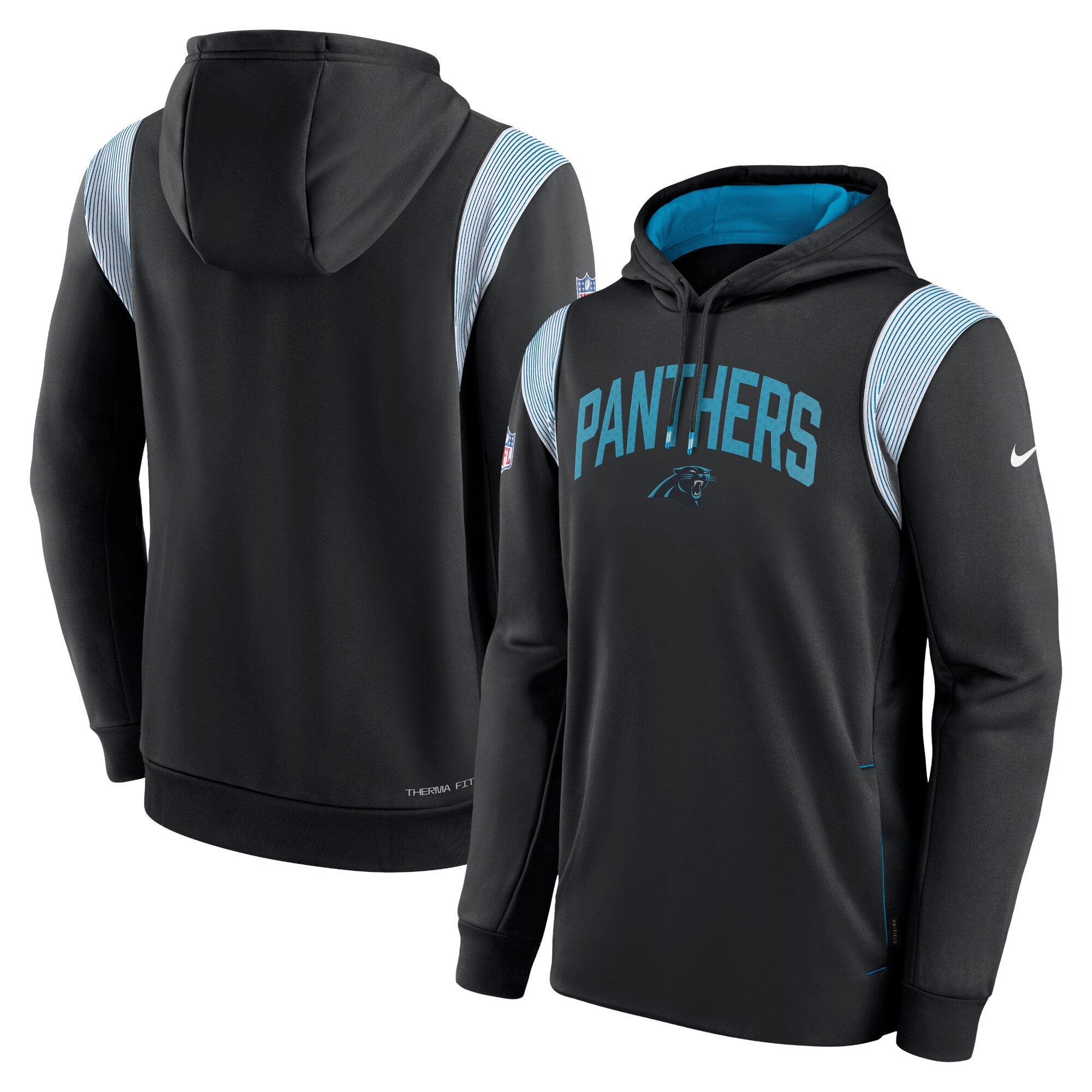Carolina Panthers Sideline Athletic Stack Performance Pullover Hoodie - Black