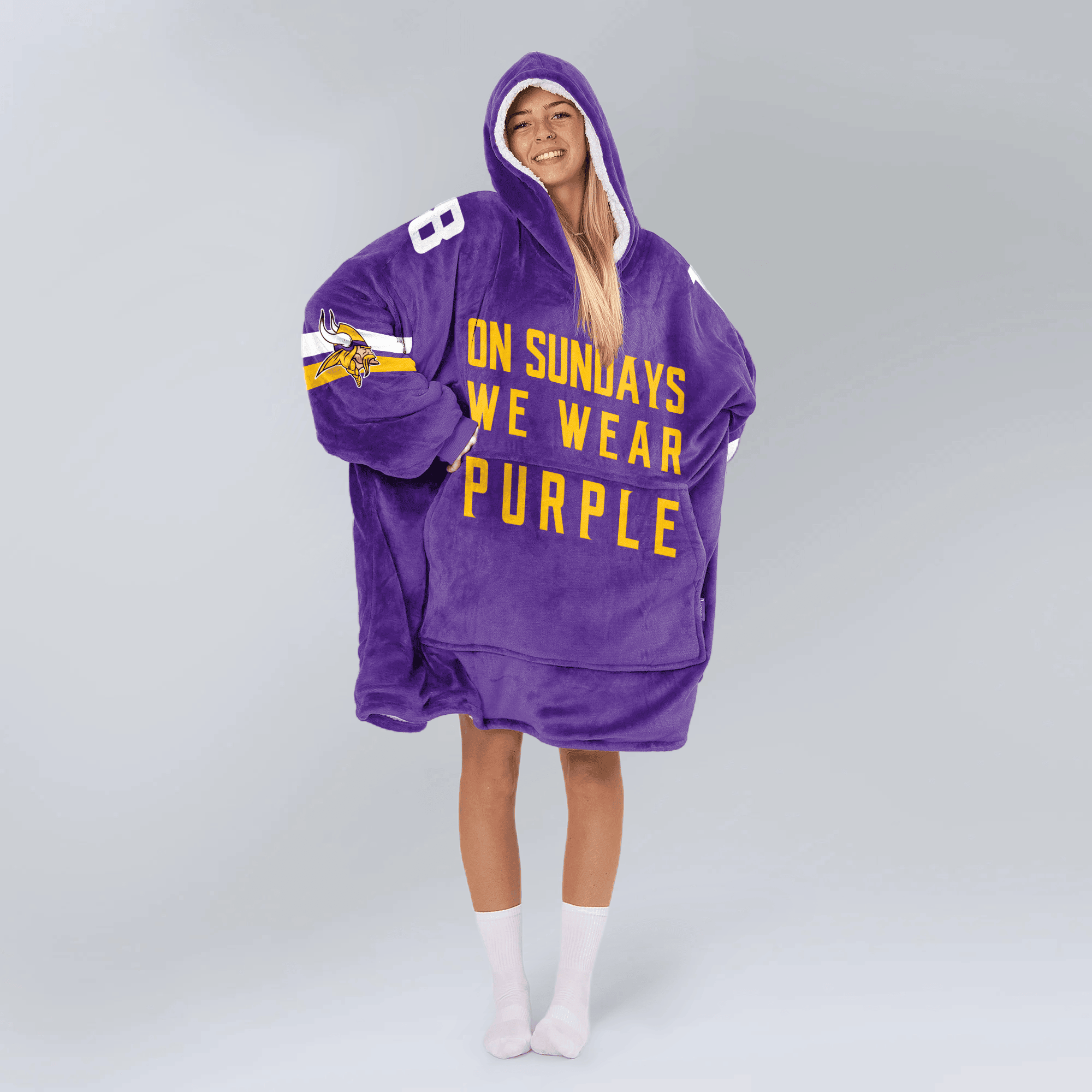 Adult 18 Minnesota Football Unisex Blanket Hoodie
