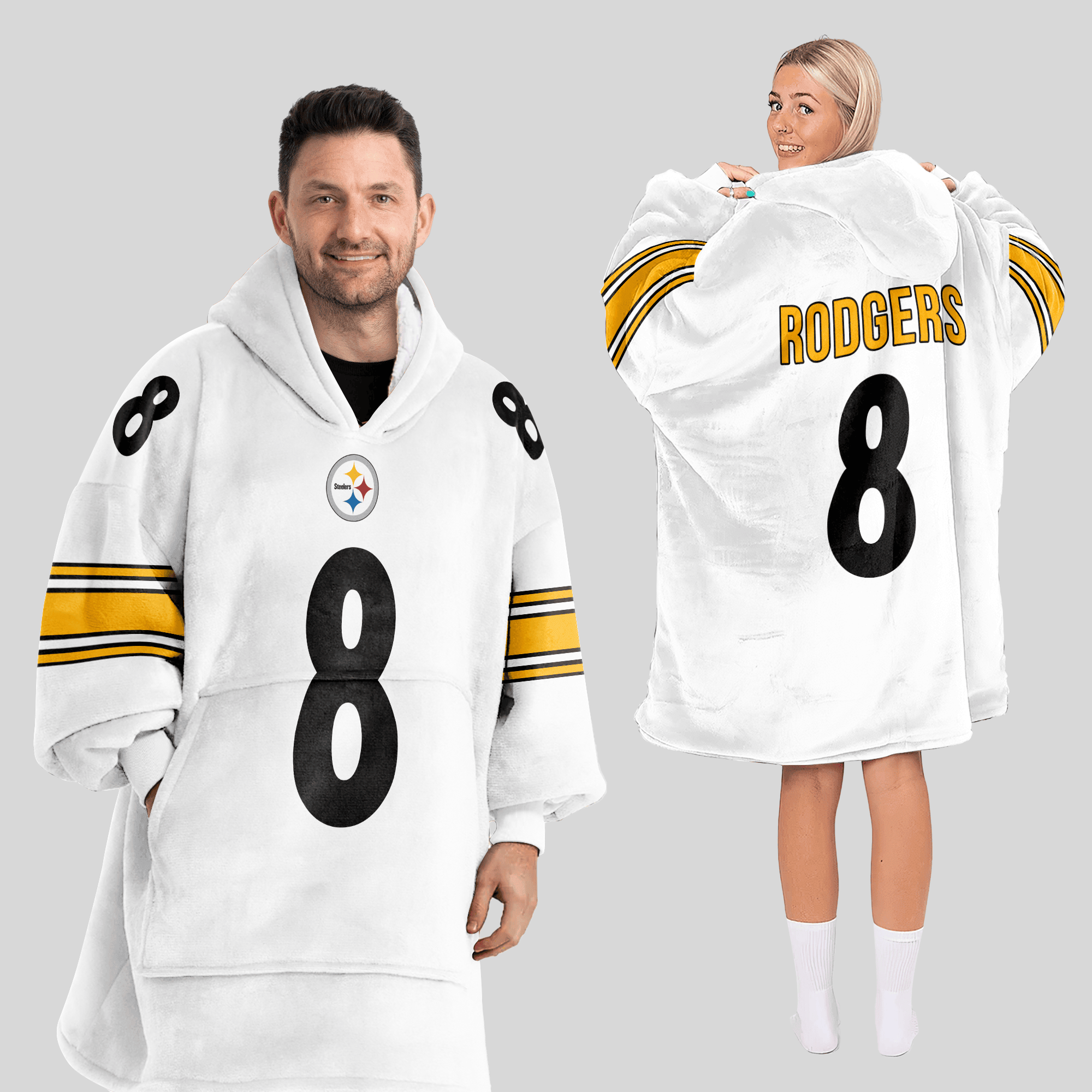 Adult 8 Pittsburgh Football Unisex Blanket Hoodie
