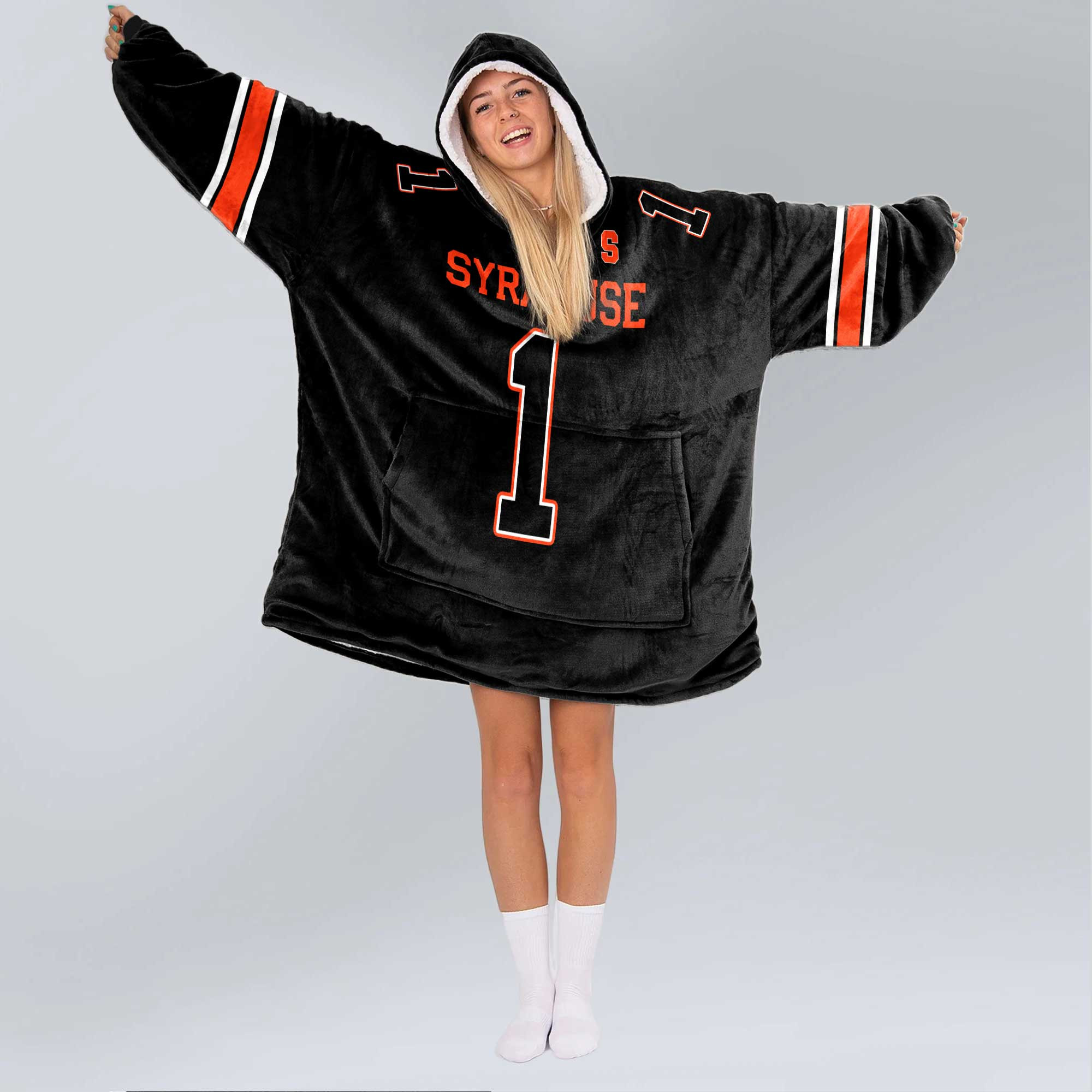 Adult #1 Syracuse Football Unisex Blanket Hoodie