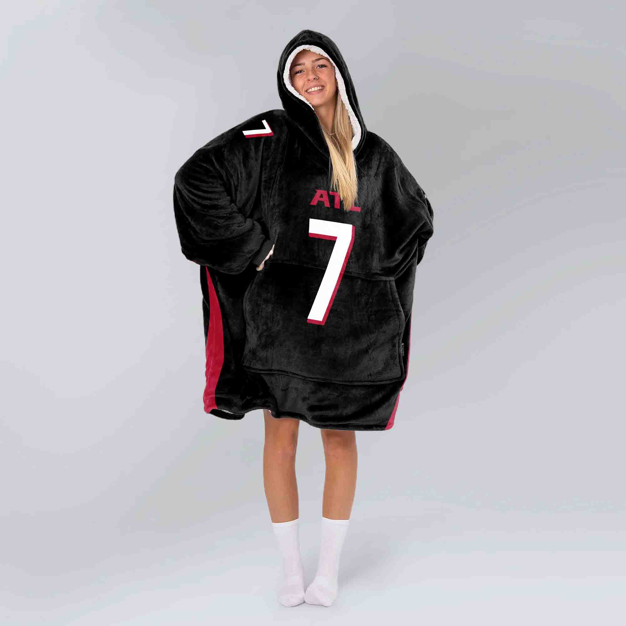Adult B.R 7 Atlanta Football Unisex Blanket Hoodie