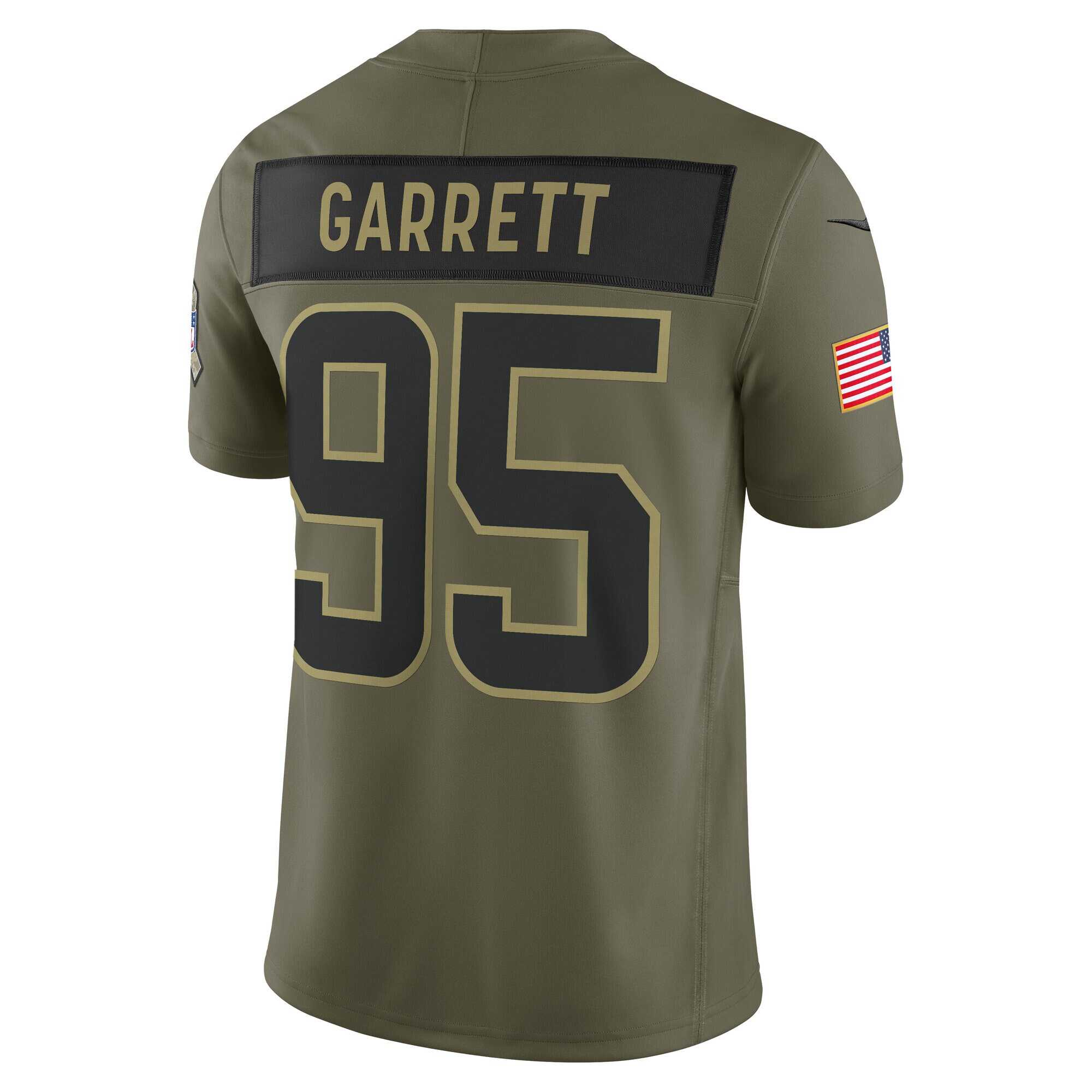 Men's Cleveland Browns Myles Garrett Olive 2025 Salute to Service Limited Jersey
