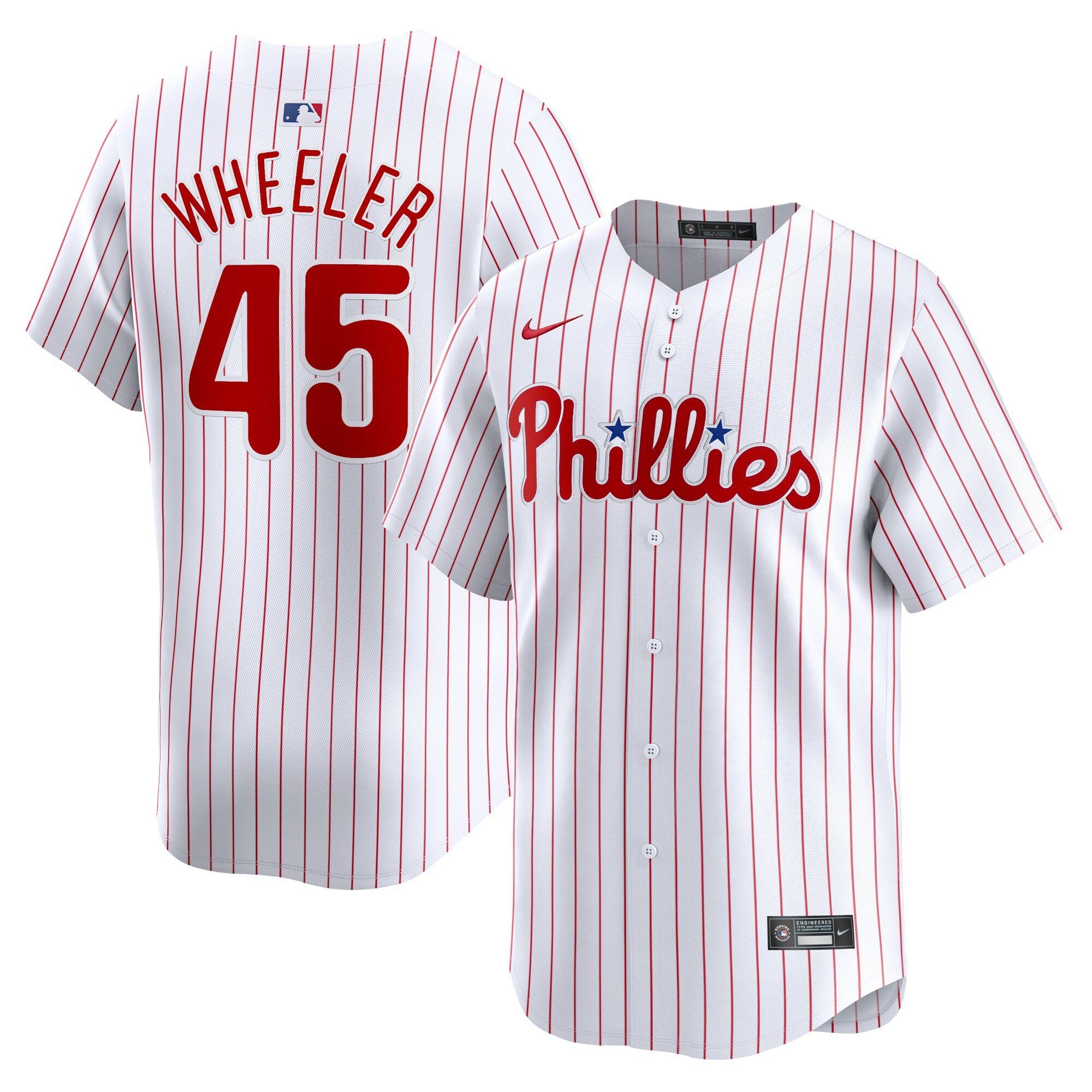 Men's Philadelphia Phillies #45 Zack Wheeler  White Home Limited Player Jersey
