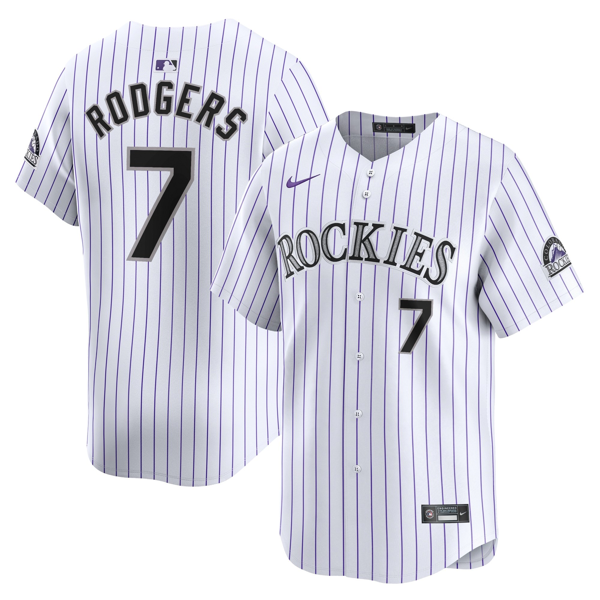 Men's Colorado Rockies Brendan Rodgers  White Home Limited Player Jersey