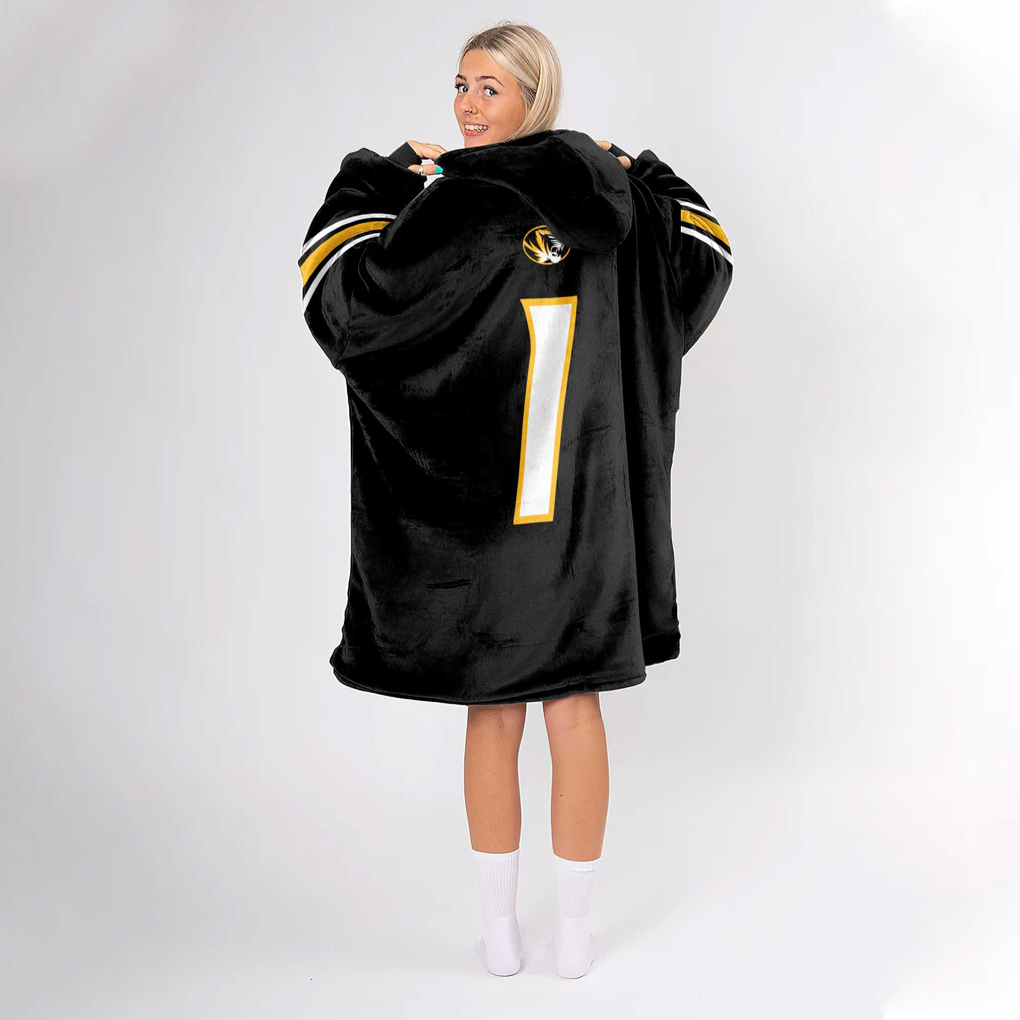 Adult 1 Missouri Football Unisex Blanket Hoodie