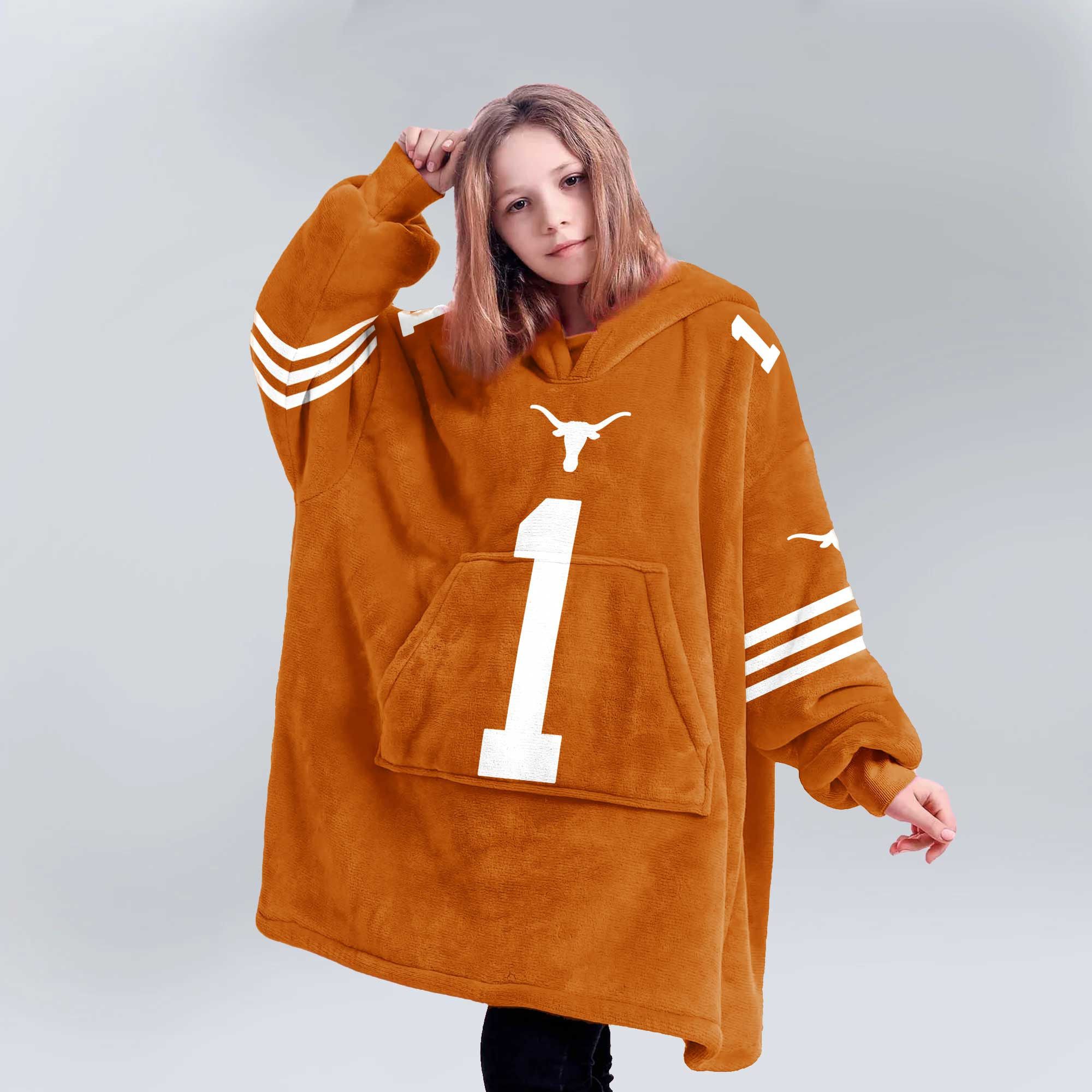 Adult #1 Texas Longhorns Football Unisex Blanket Hoodie