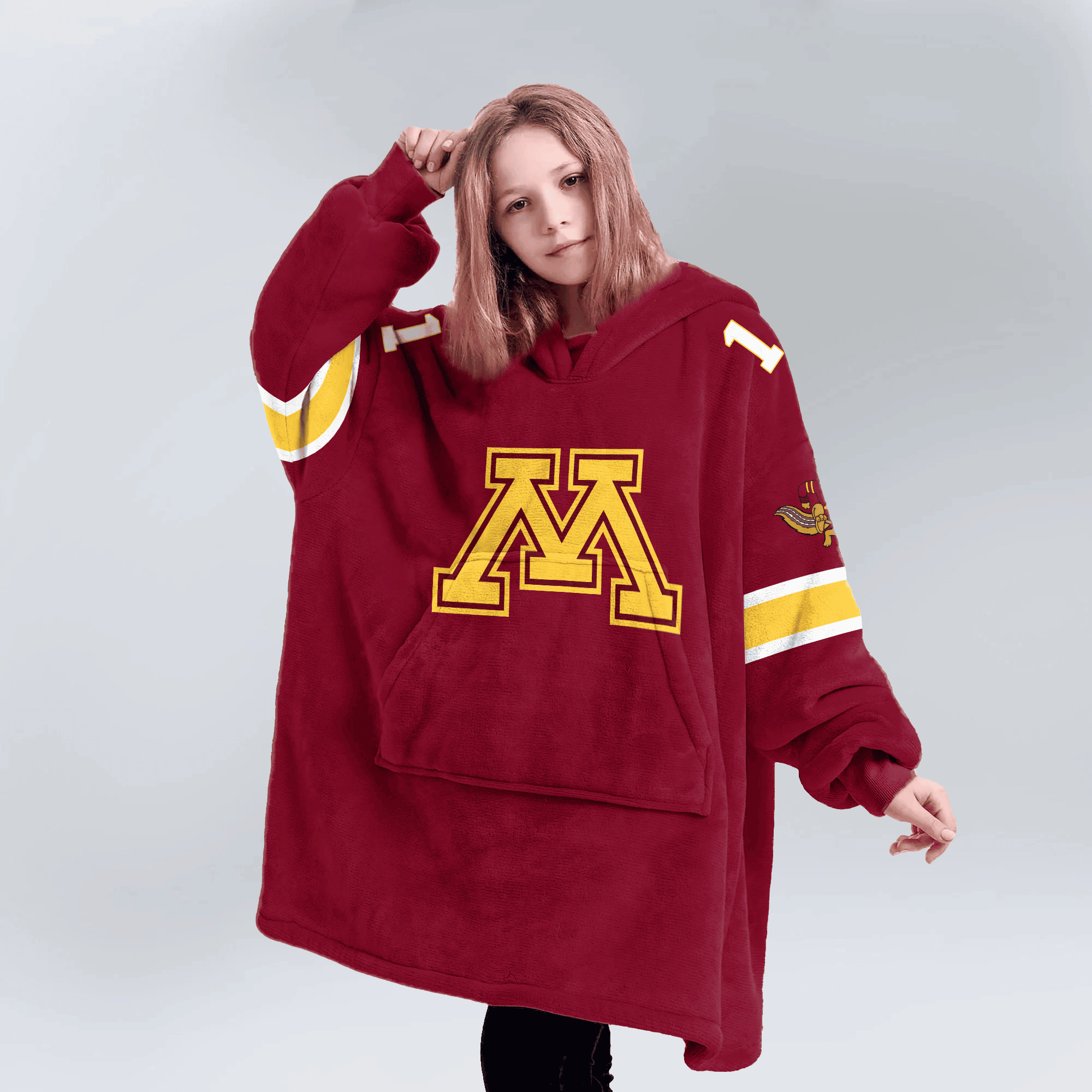Kid 1 Minnesota Football Unisex Blanket Hoodie