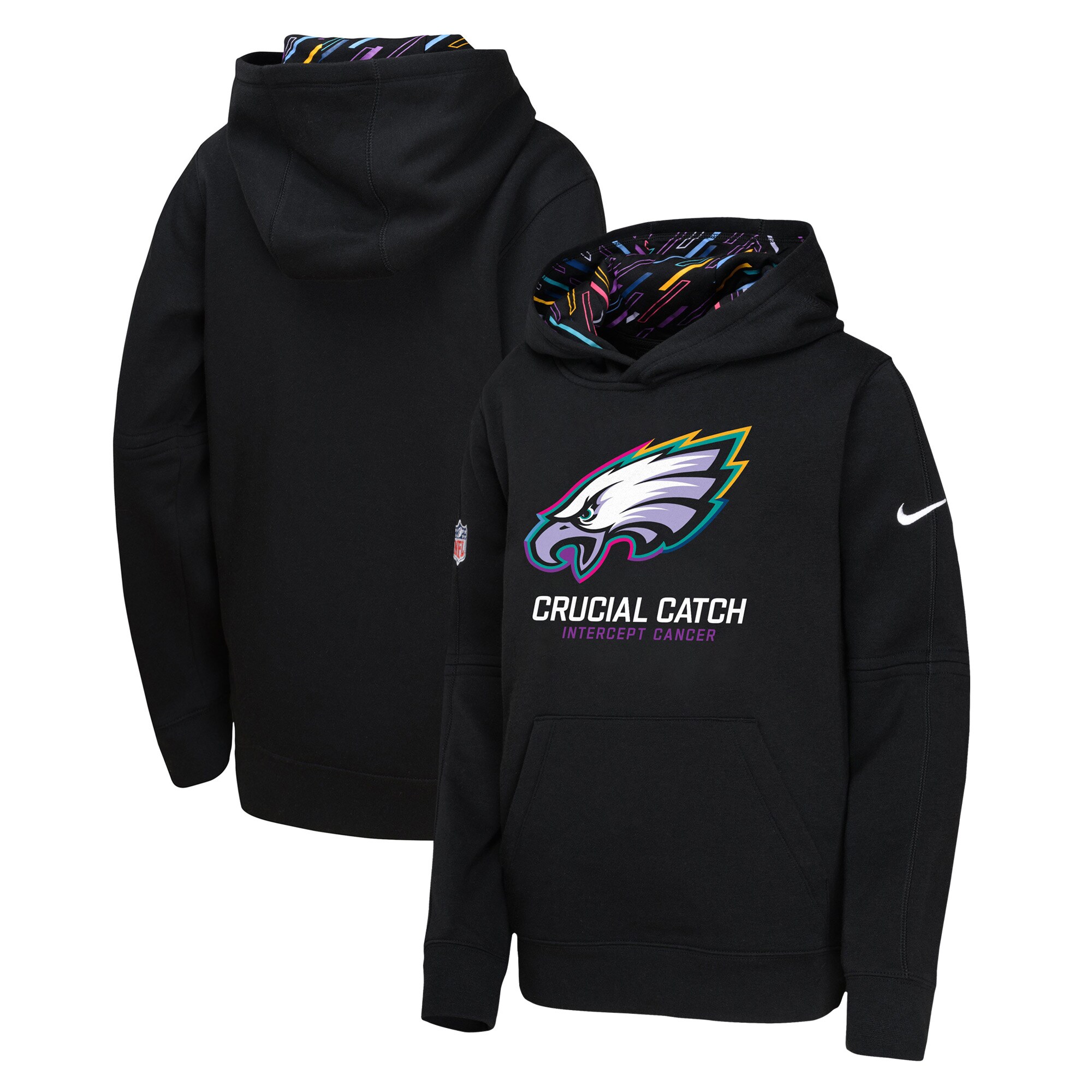 Philadelphia Eagles Youth 2024 NFL Crucial Catch Pullover Hoodie - Black