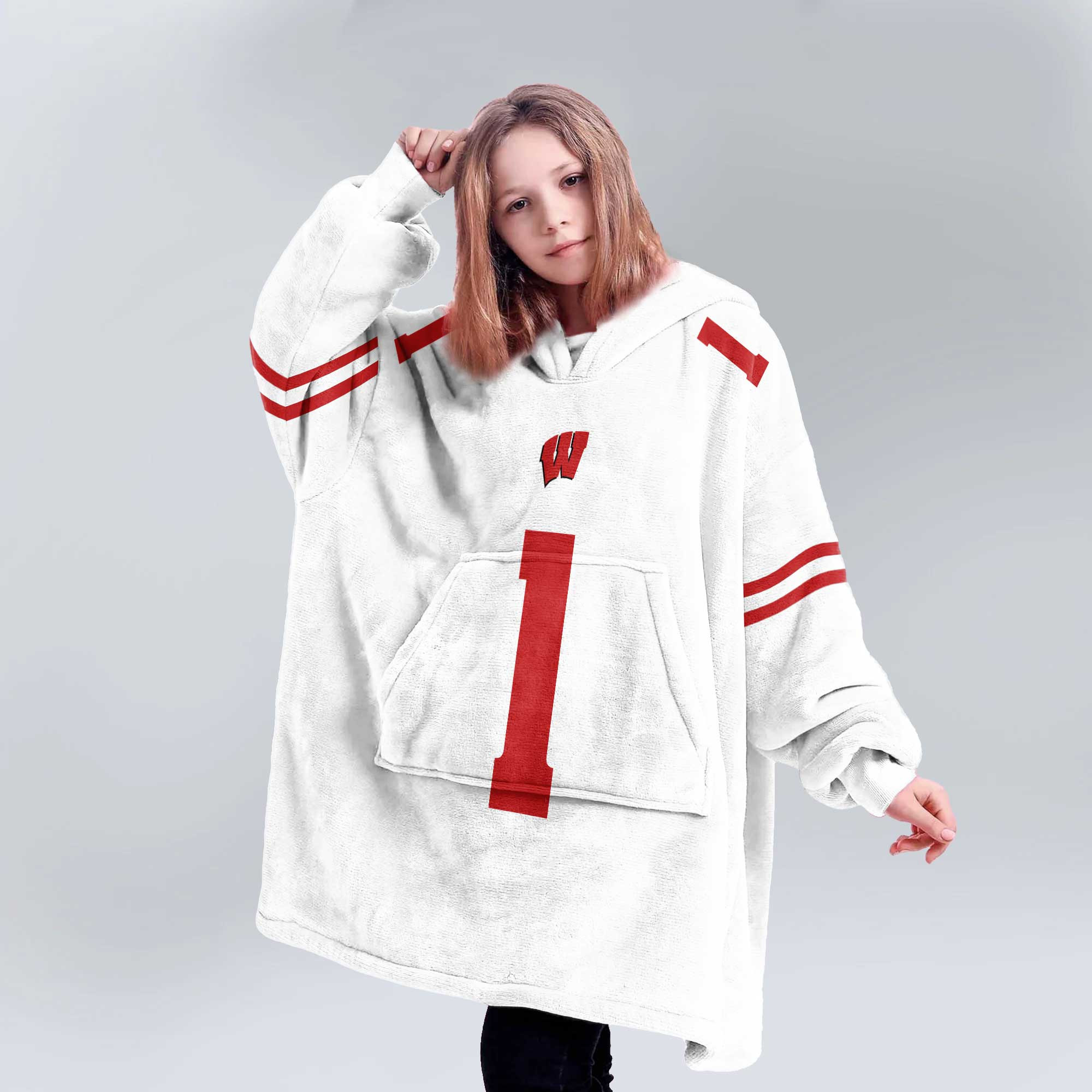 Kid #1 Wisconsin Football Unisex Blanket Hoodie