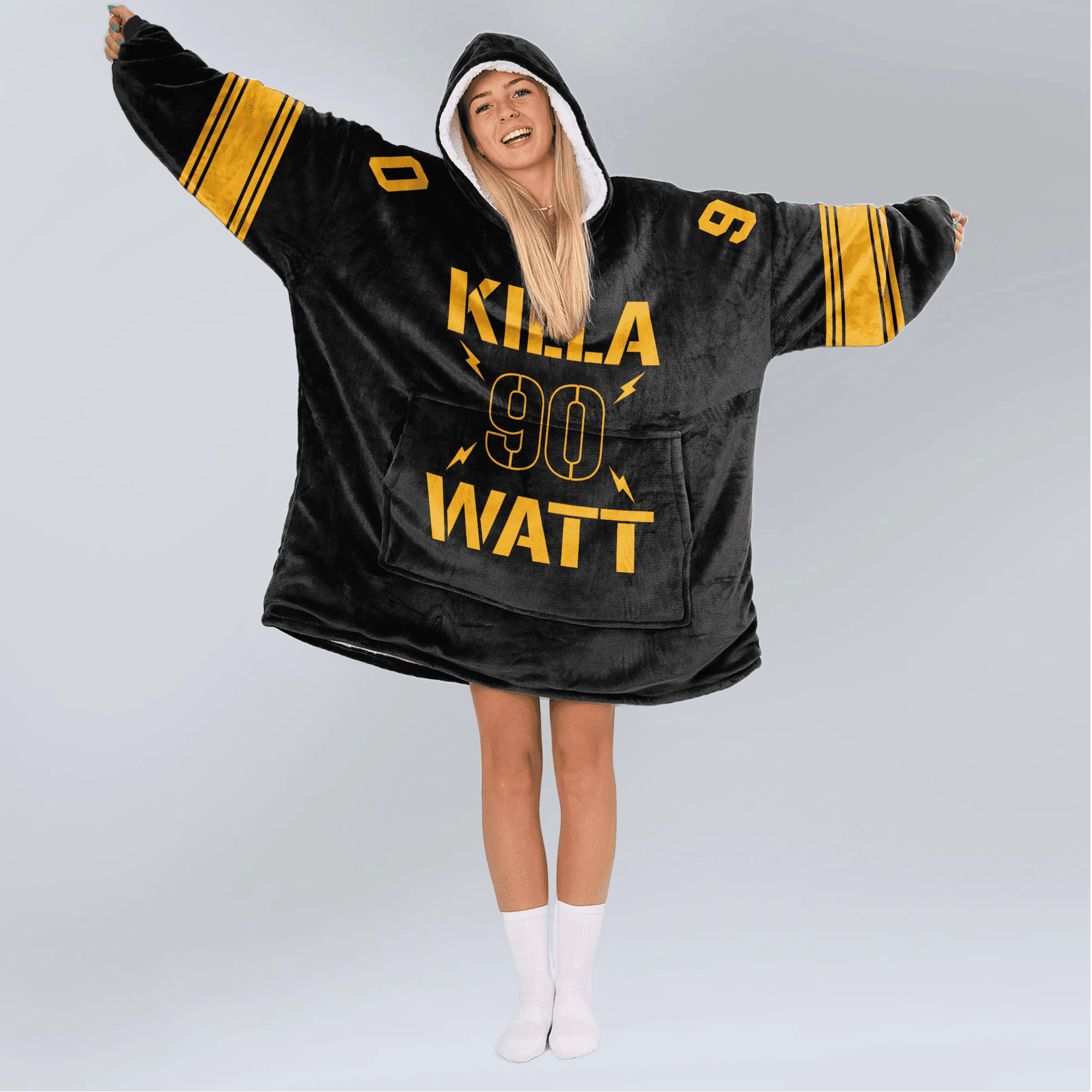 Adult 90 Pittsburgh Football Unisex Blanket Hoodie