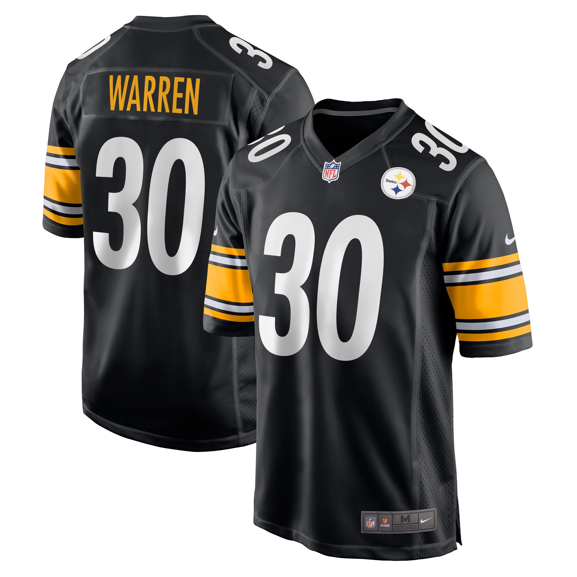 Jaylen Warren #30 Pittsburgh Steelers  Game Player Jersey - Black