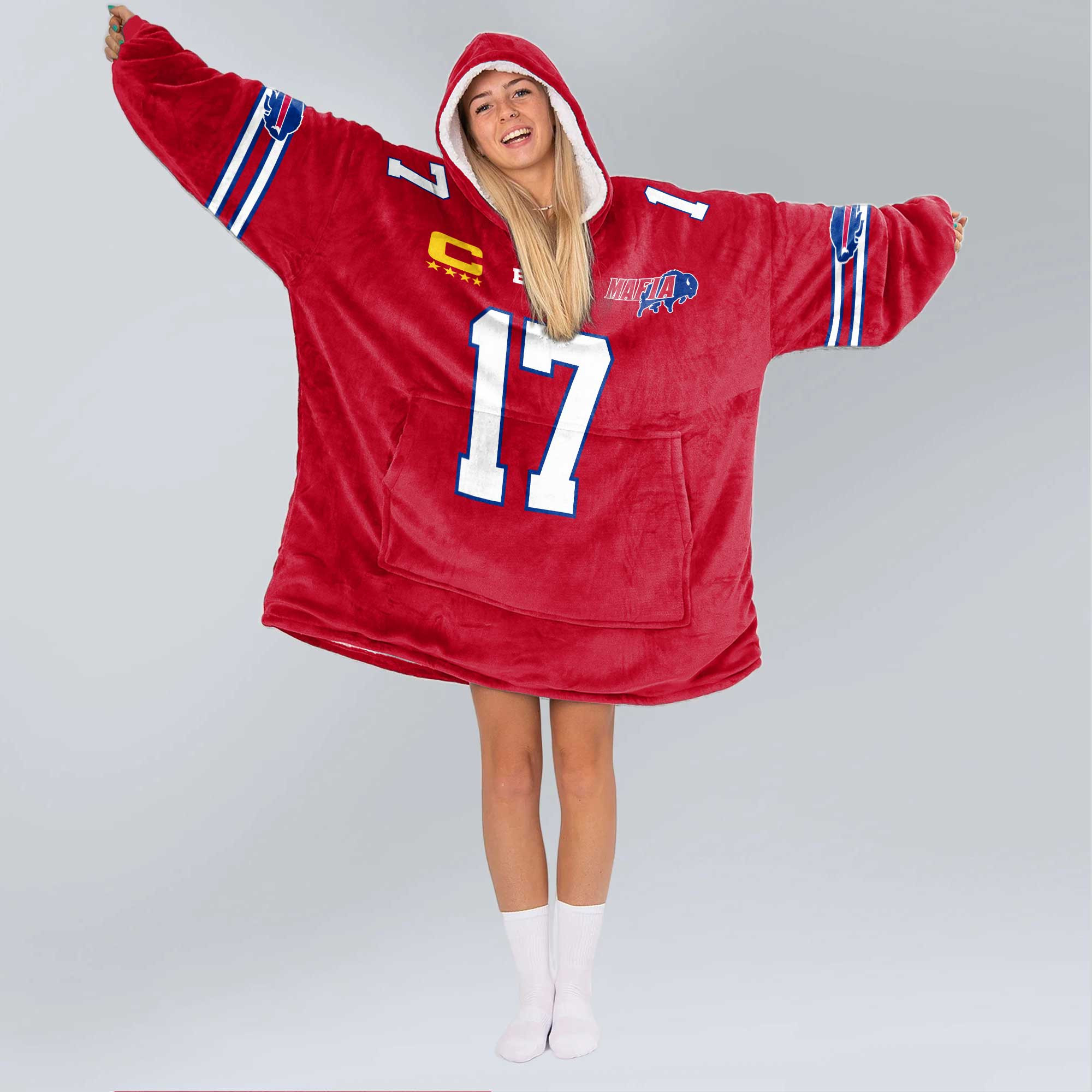 Adult Mafia J.A 17 Buffalo Football Unisex Blanket Hoodie