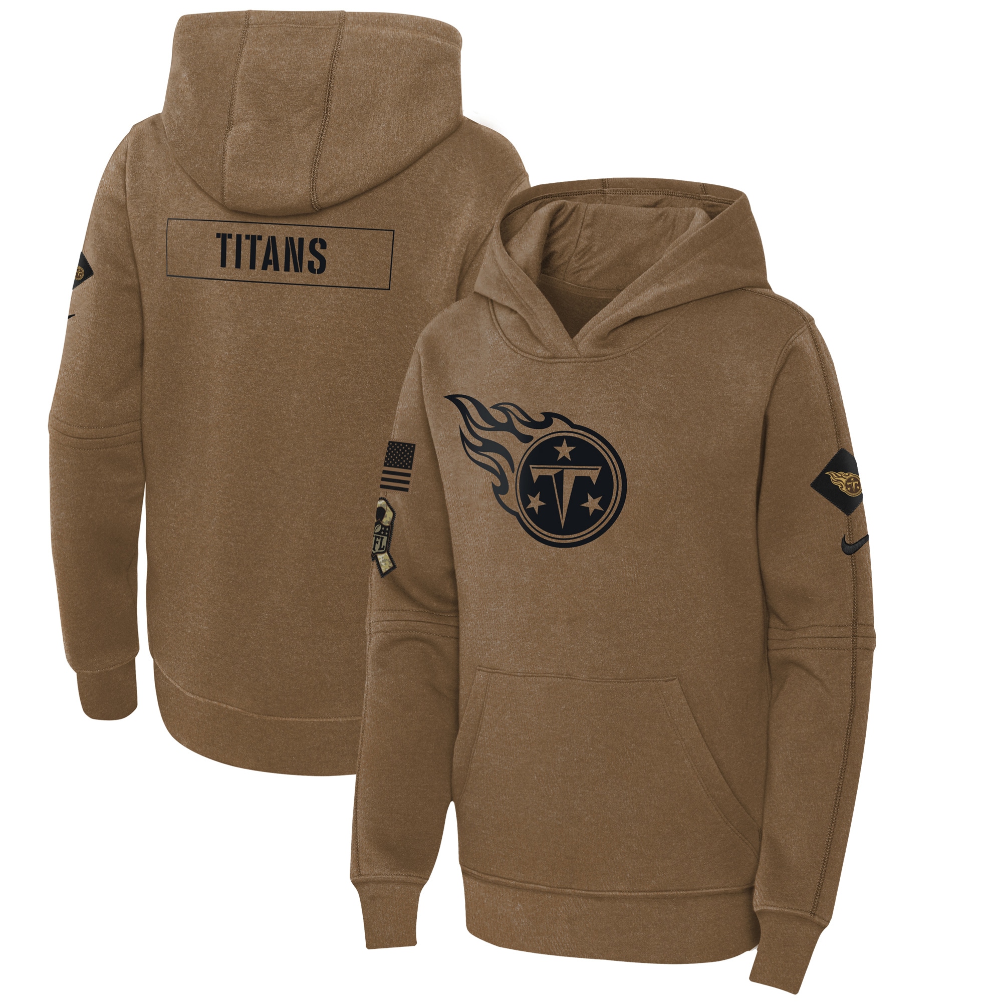 Tennessee Titans  Youth 2023 Salute to Service Club Fleece Pullover Hoodie - Brown