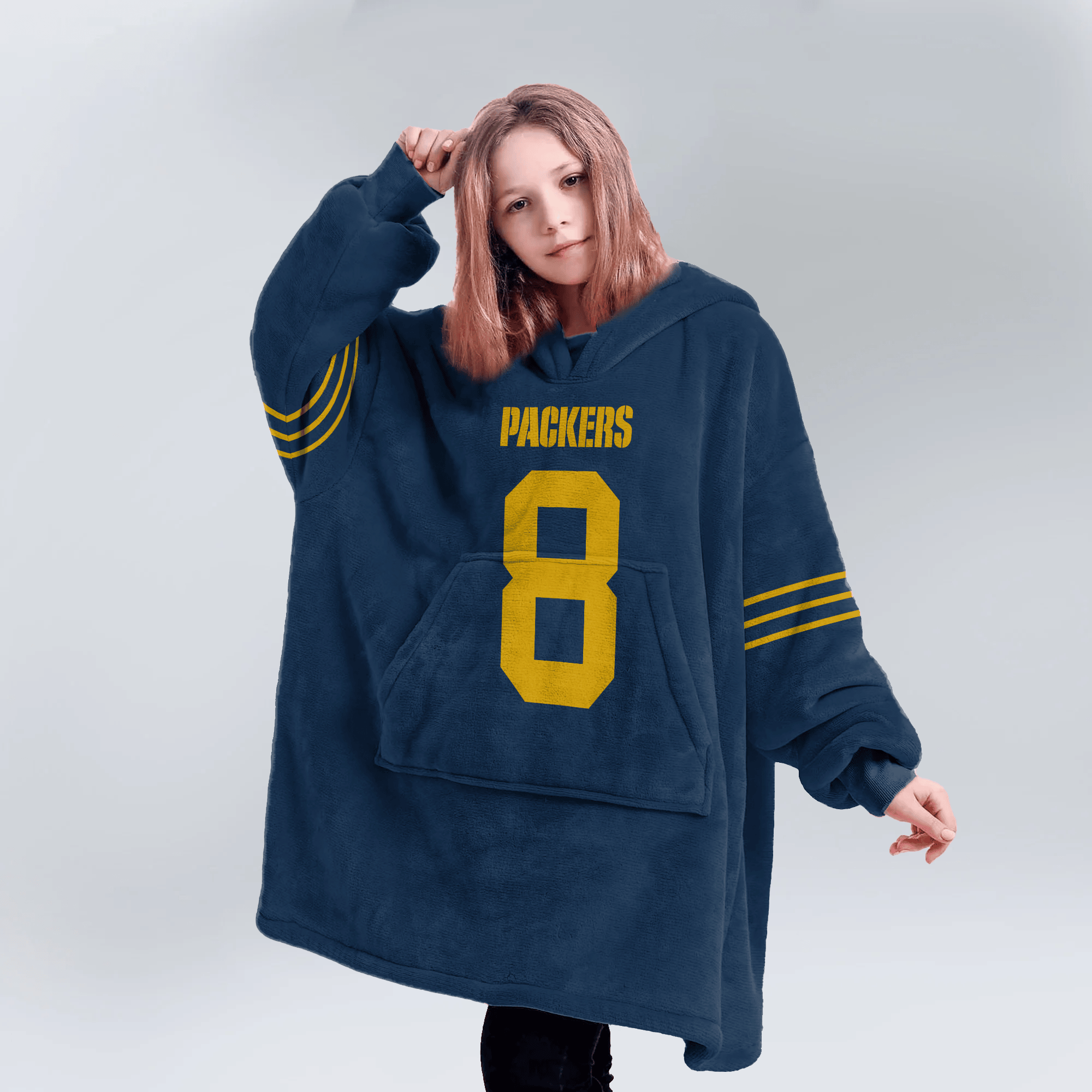Kid J.J 8 Green Bay Football Unisex Blanket Hoodie