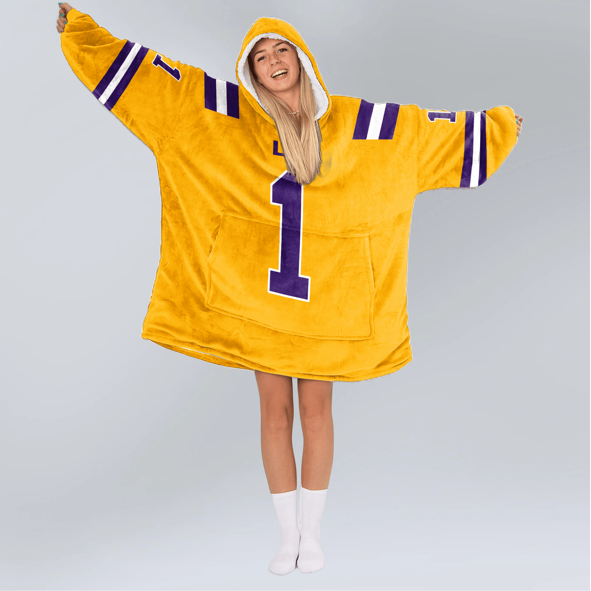 Adult #1 LSU Football Unisex Blanket Hoodie