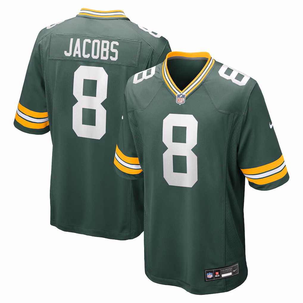 Green Bay Packers #8 Josh Jacobs Home Game Jersey-Fir Green