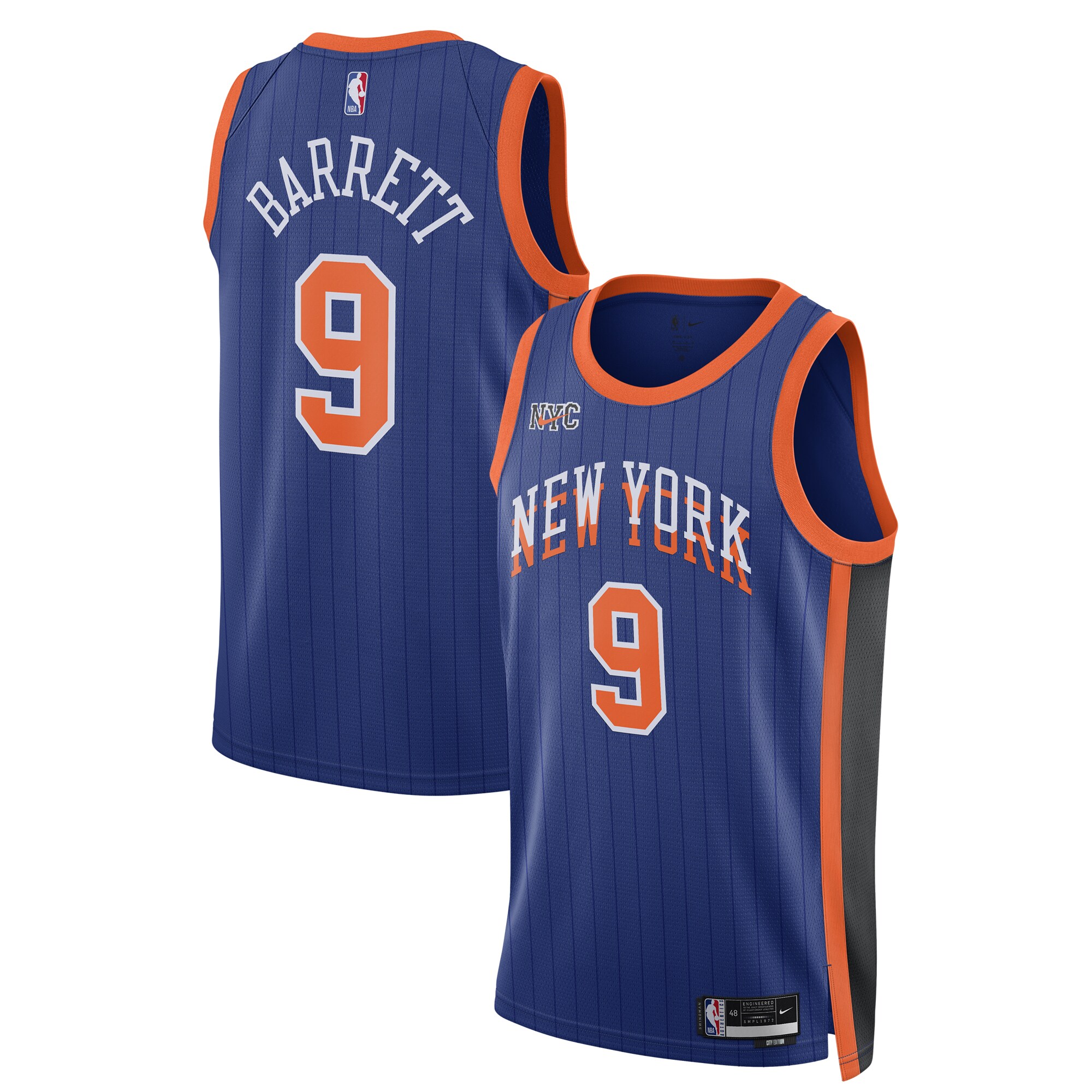 Unisex New York Knicks RJ Barrett  Blue 2023/24 Swingman Jersey - City Edition