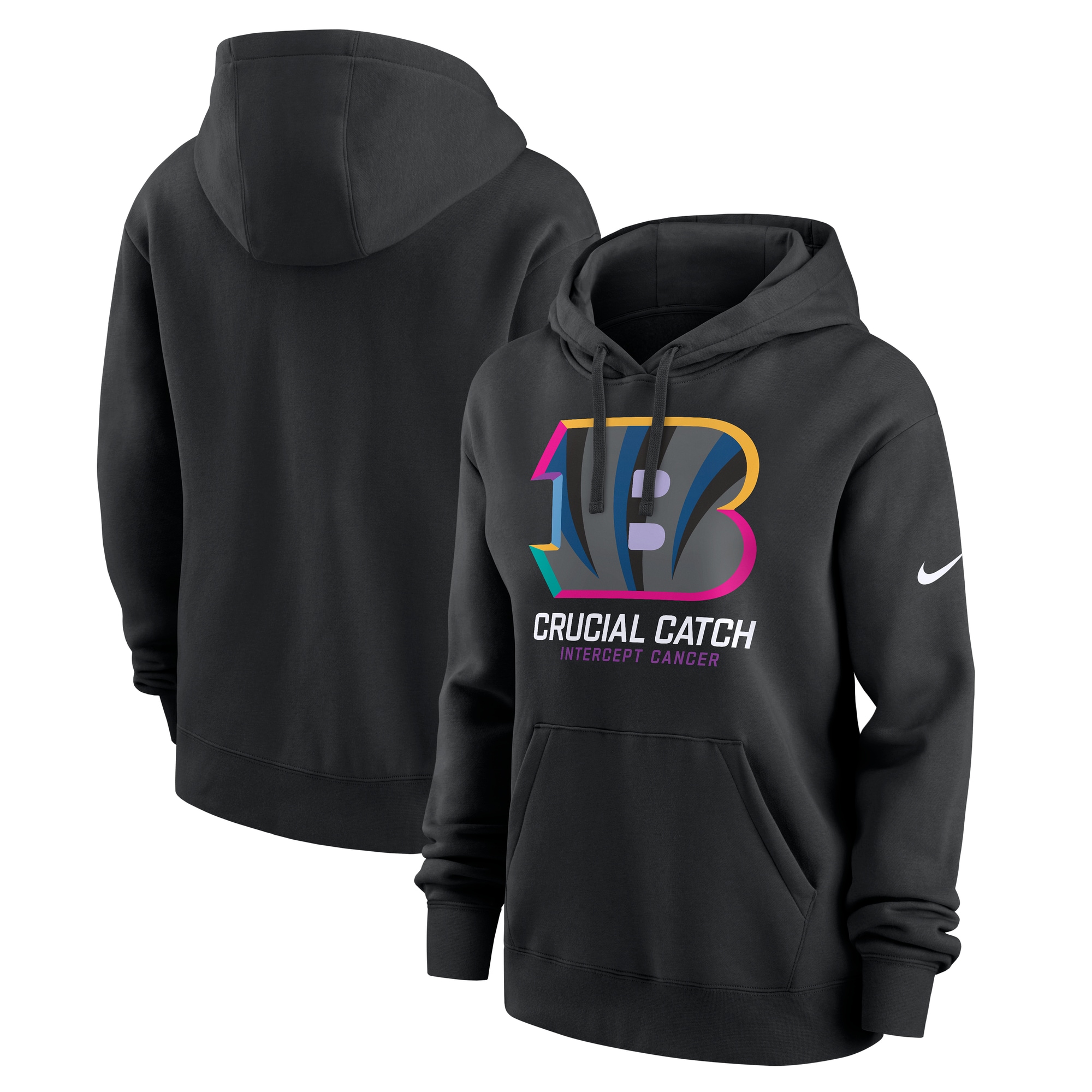 Cincinnati Bengals Women's 2024 NFL Crucial Catch Club Pullover Hoodie - Black