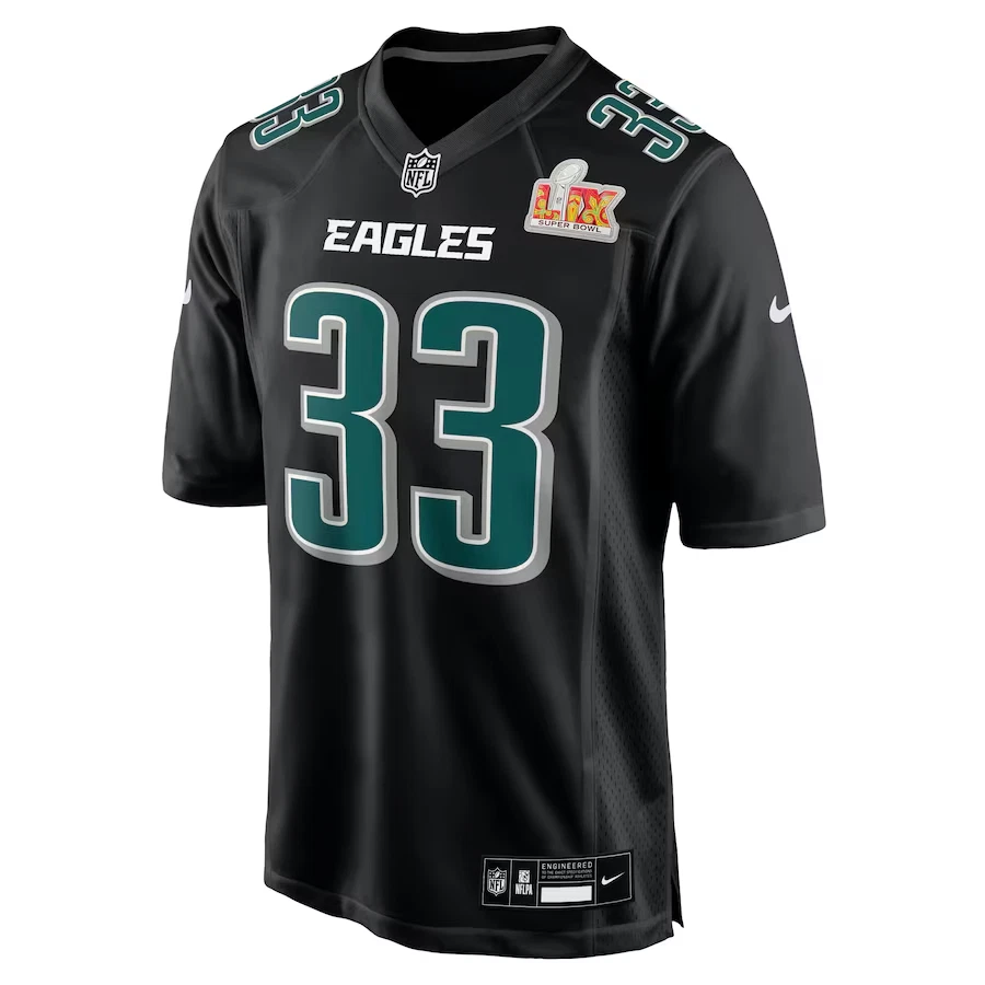 Men’s #33 Cooper DeJean Carbon Black Super Bowl LIX Fashion Game Player Jersey