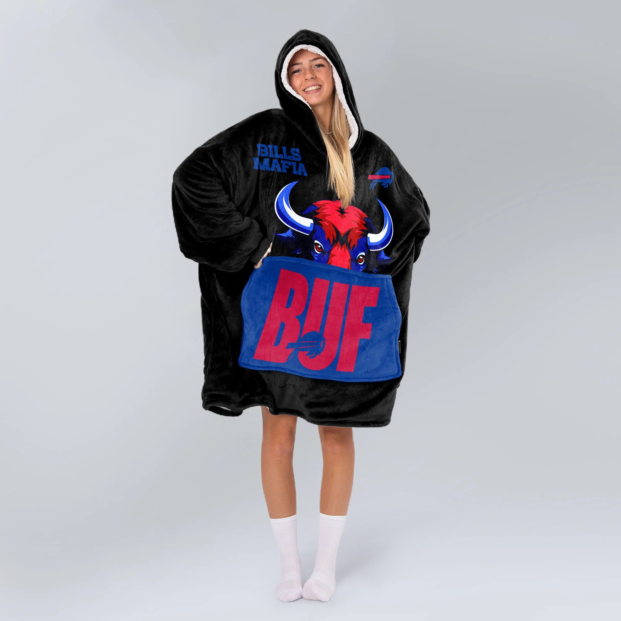 Adult Buffalo Football Unisex Blanket Hoodie