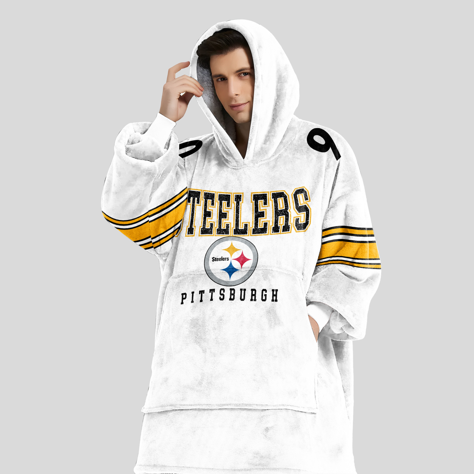 Adult 90 Pittsburgh Football Unisex Blanket Hoodie